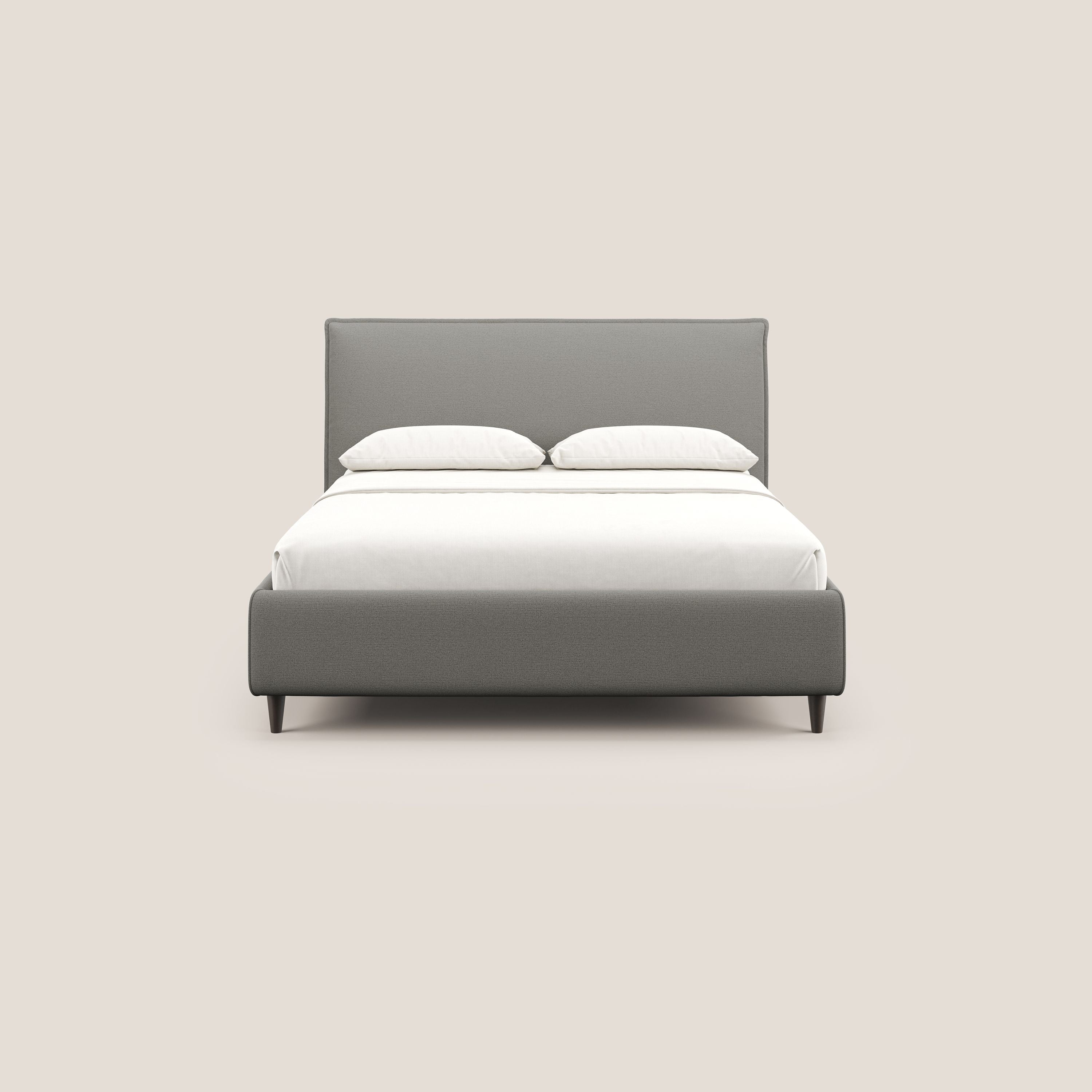 Hunter letto imbottito contenitore sfoderabile in tessuto impermeabile fiammato T19 beige - divani.store