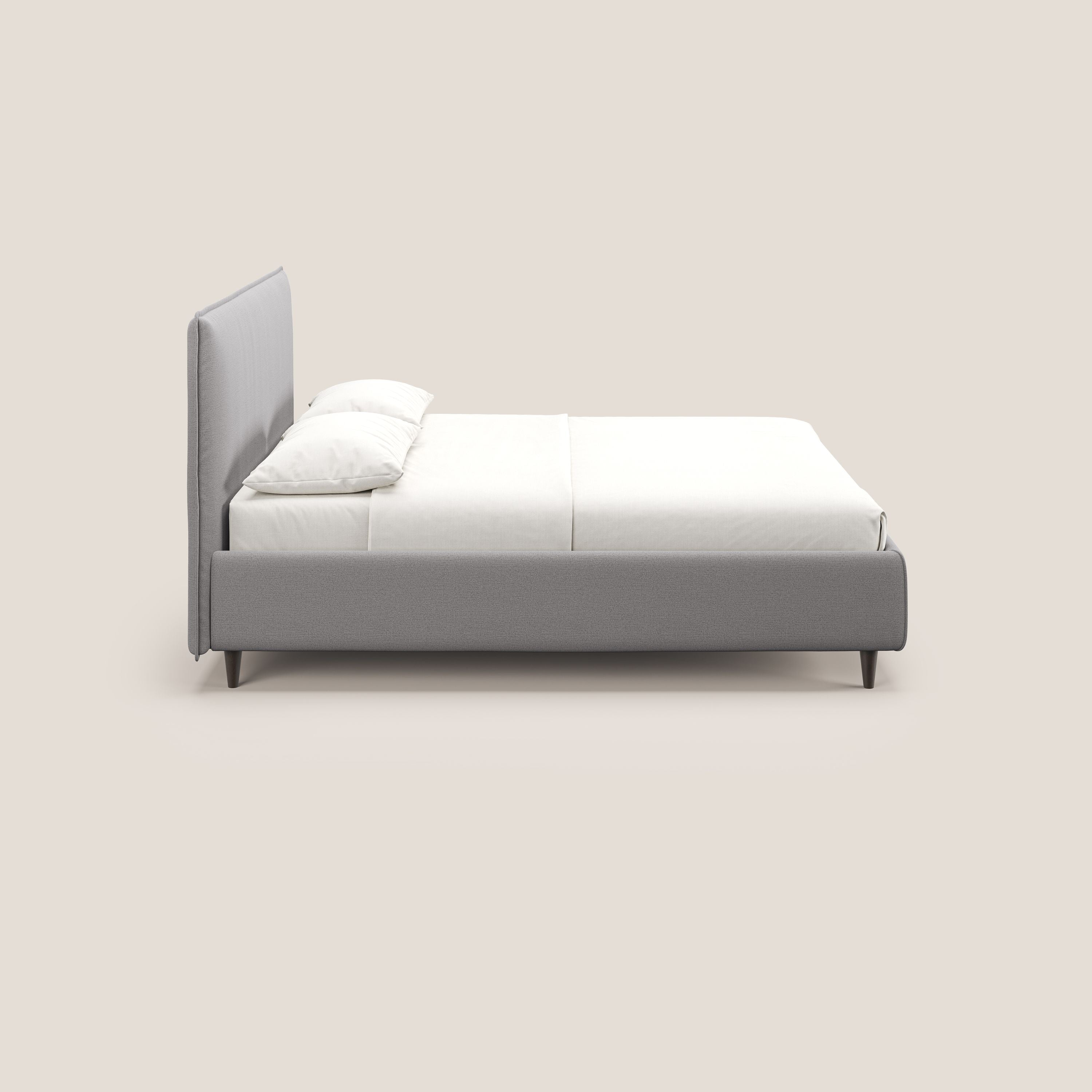 Hunter letto imbottito contenitore sfoderabile in tessuto impermeabile fiammato T19 grigio - divani.store