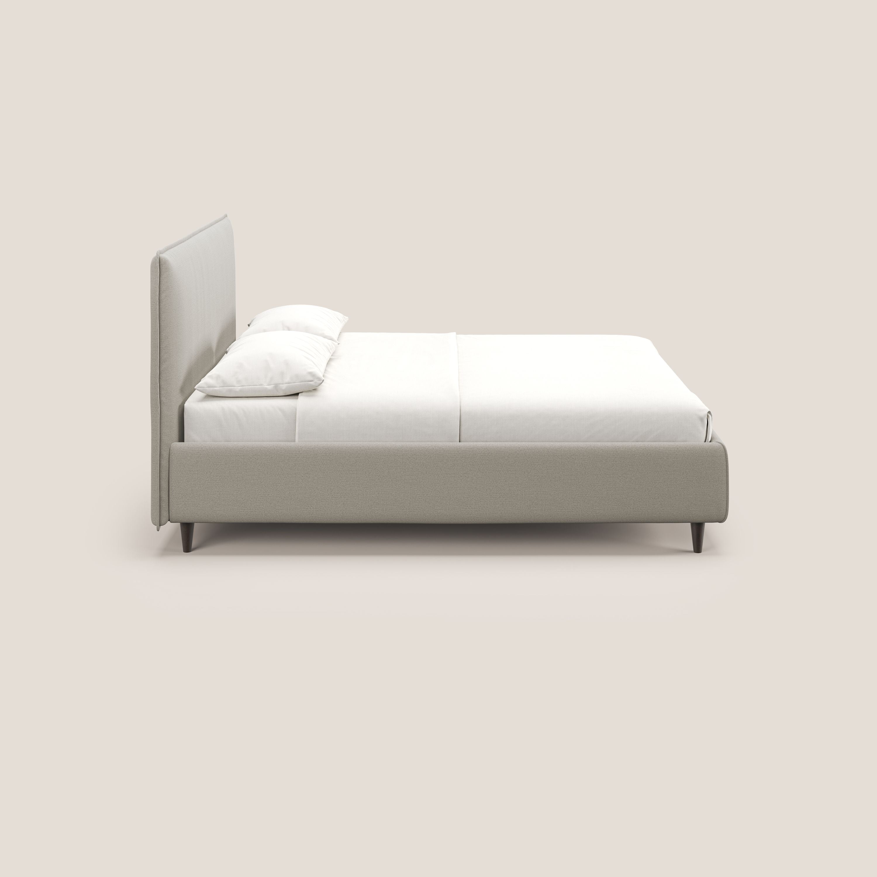 Hunter letto imbottito contenitore sfoderabile in tessuto impermeabile fiammato T19 panna - divani.store