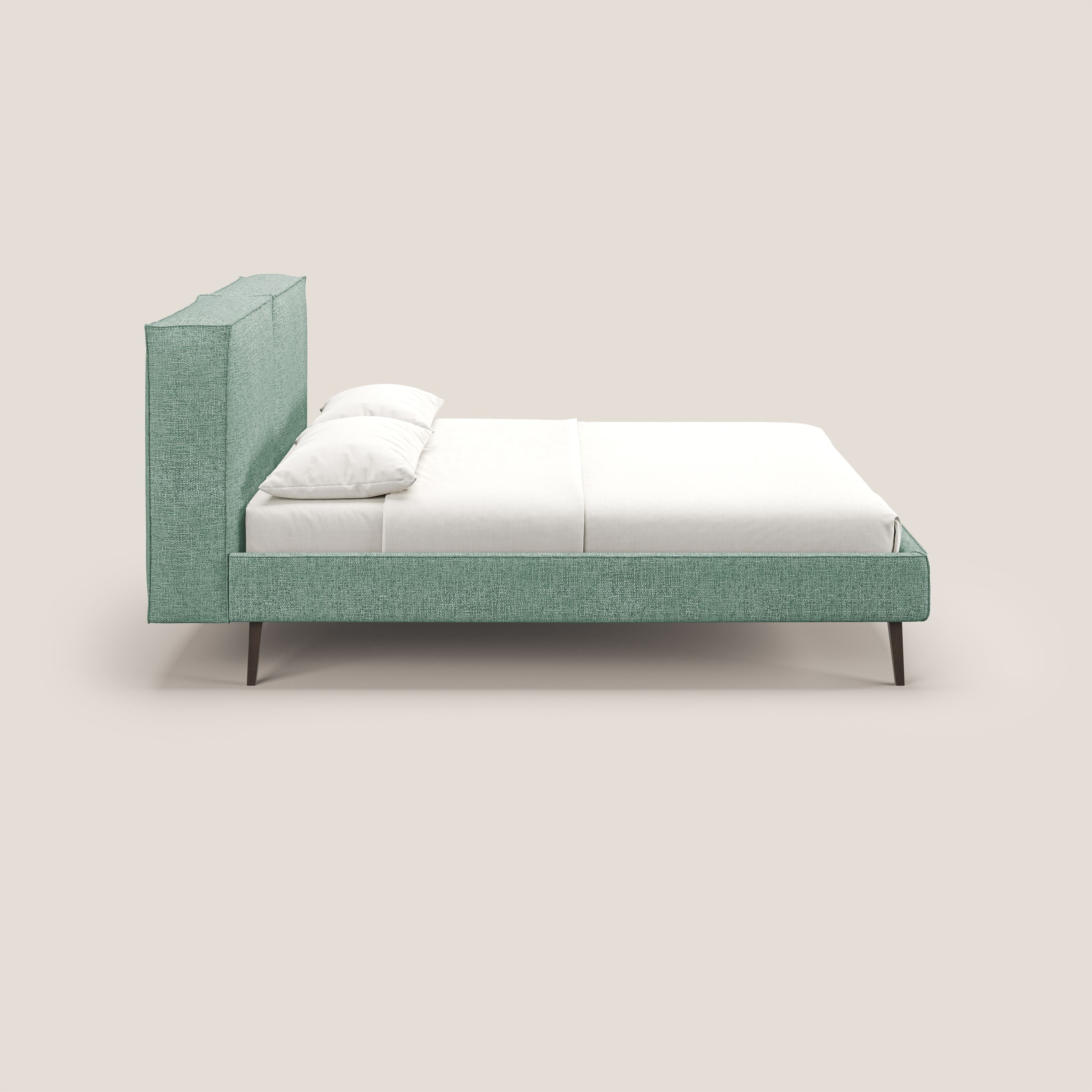 Isotta letto imbottito completamente sfoderabile in morbido tessuti impermeabile T10 verde acqua - divani.store