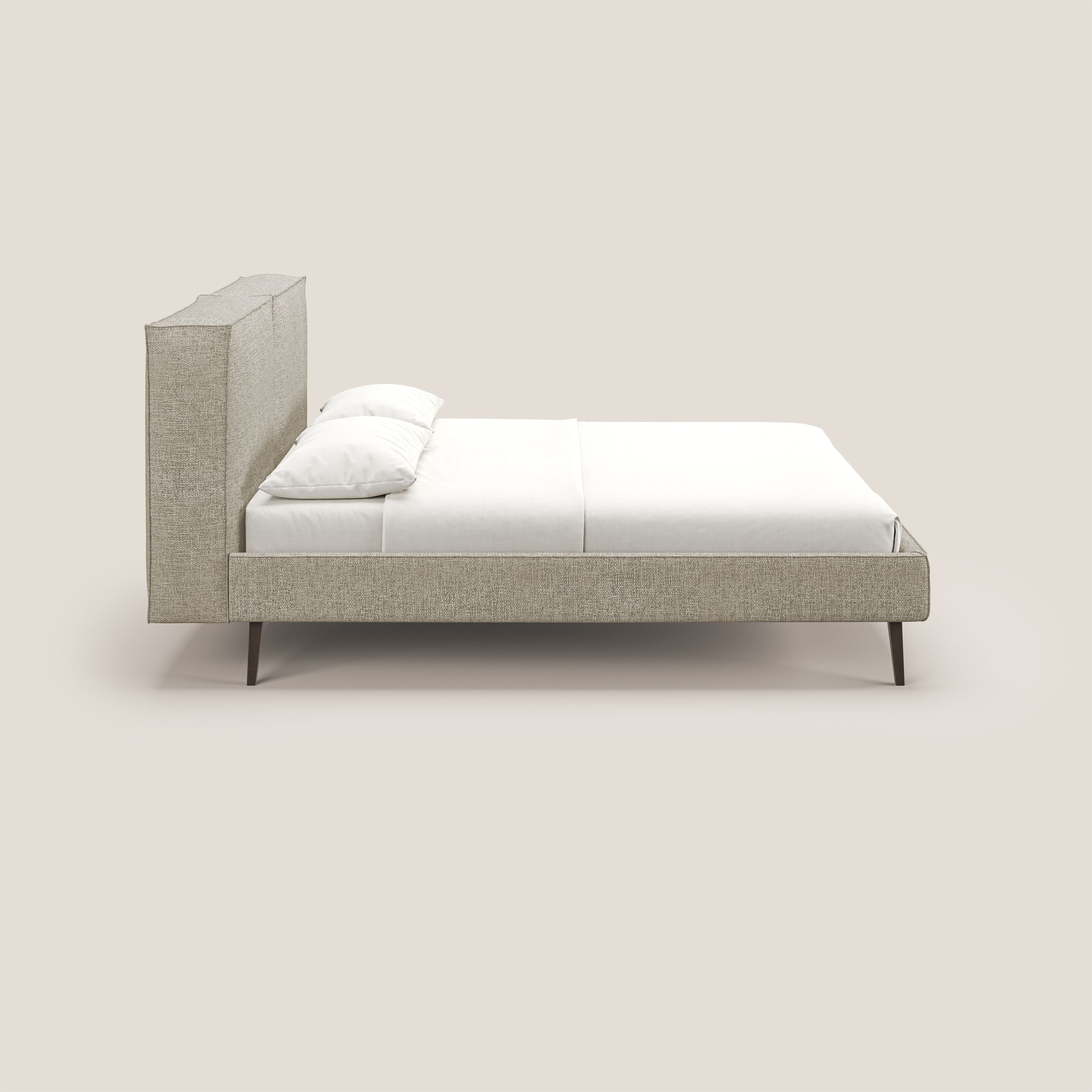Isotta letto imbottito completamente sfoderabile in morbido tessuti impermeabile T10 tortora - divani.store