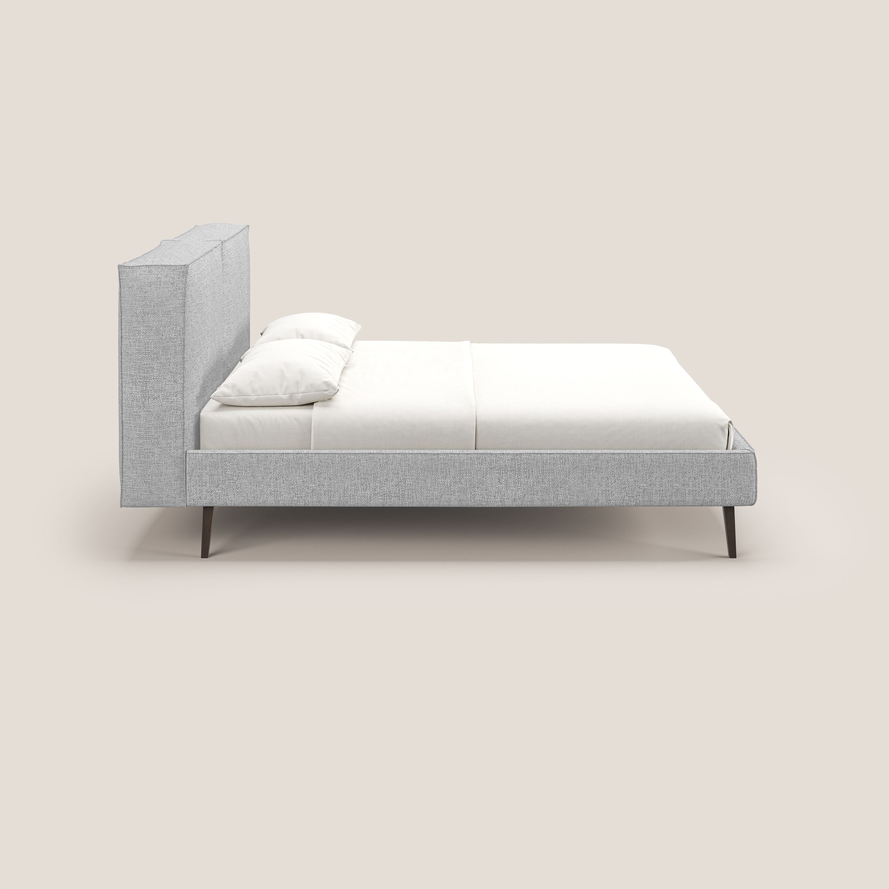 Isotta letto imbottito completamente sfoderabile in morbido tessuti impermeabile T10 grigio chiaro - divani.store