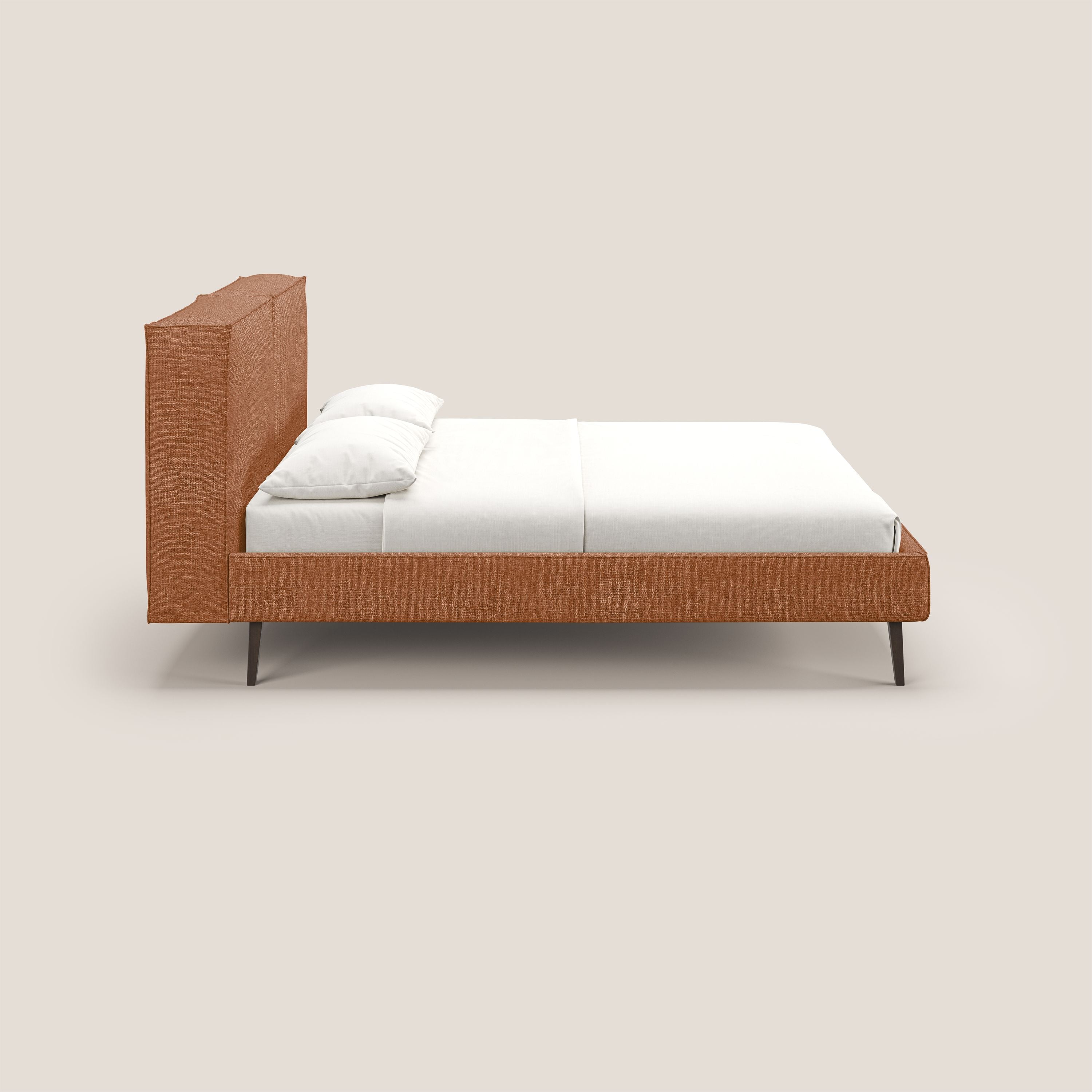 Isotta letto imbottito completamente sfoderabile in morbido tessuti impermeabile T10 arancio - divani.store