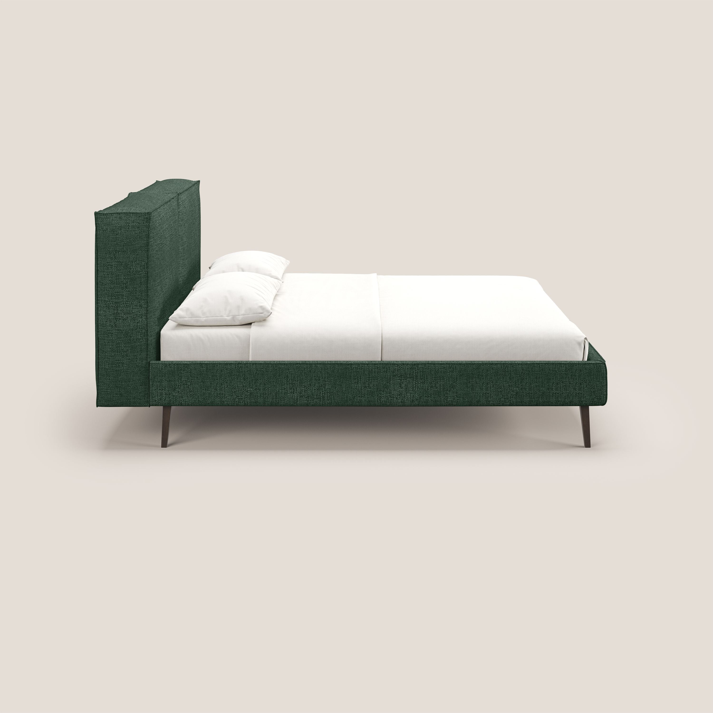 Isotta letto imbottito completamente sfoderabile in morbido tessuti impermeabile T10 verde - divani.store