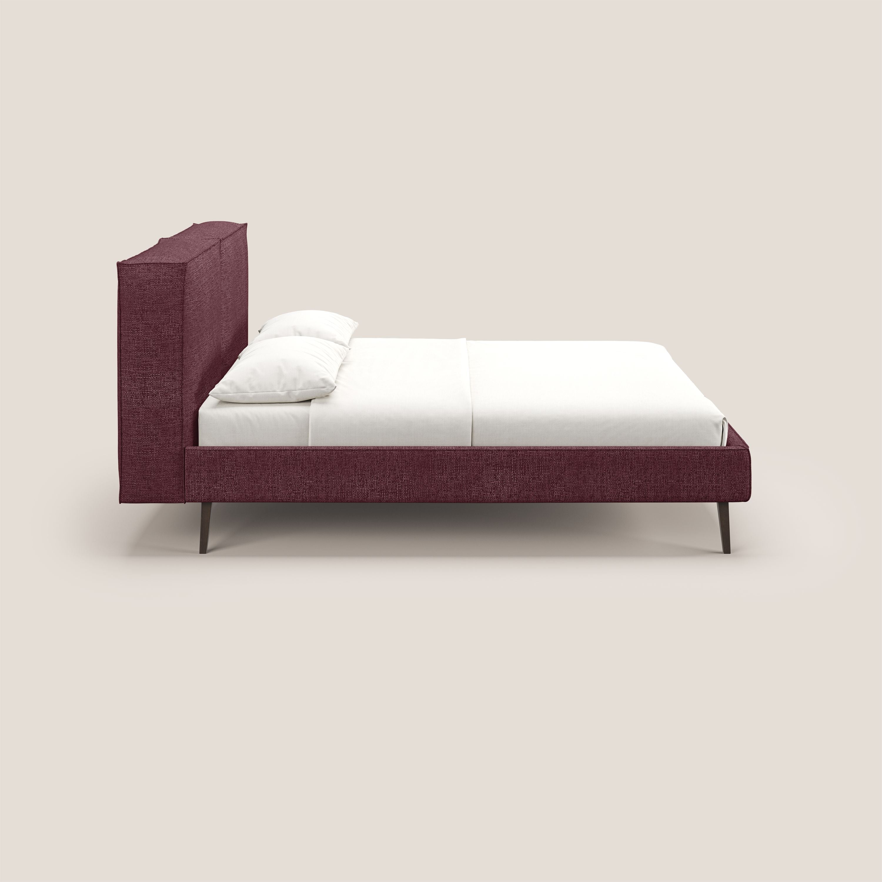 Isotta letto imbottito completamente sfoderabile in morbido tessuti impermeabile T10 bordeaux - divani.store