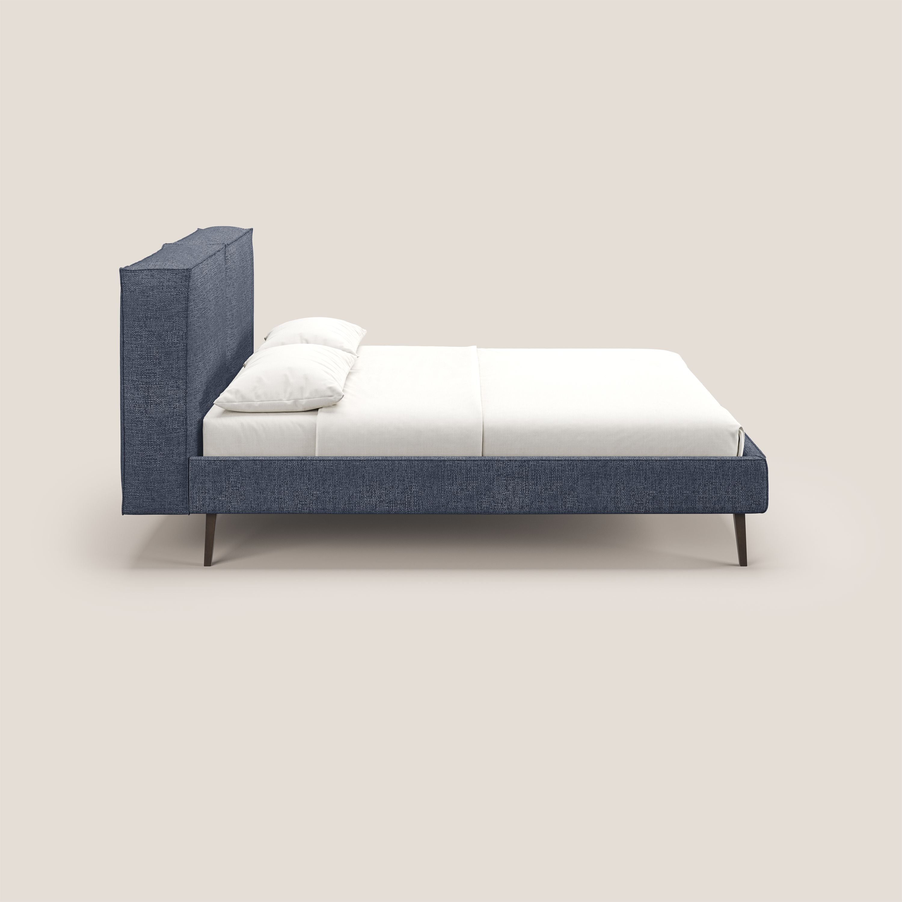 Isotta letto imbottito completamente sfoderabile in morbido tessuti impermeabile T10 blu - divani.store