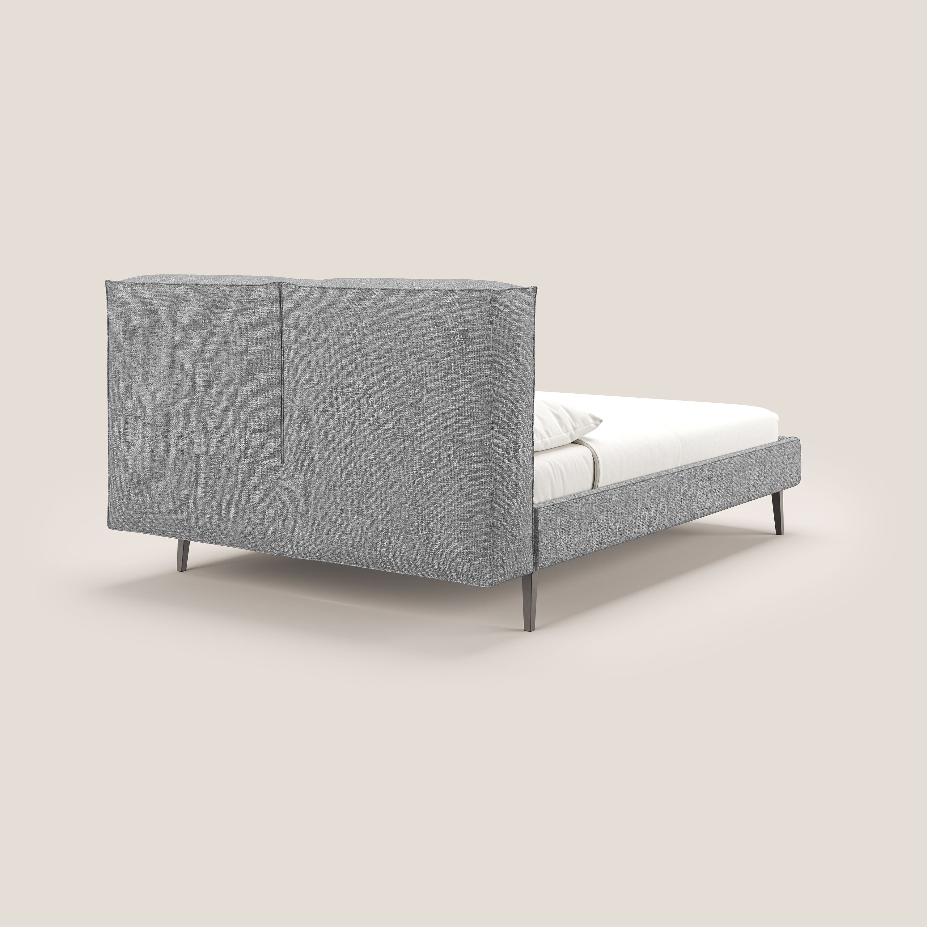 Isotta letto imbottito completamente sfoderabile in morbido tessuti impermeabile T10 grigio - divani.store