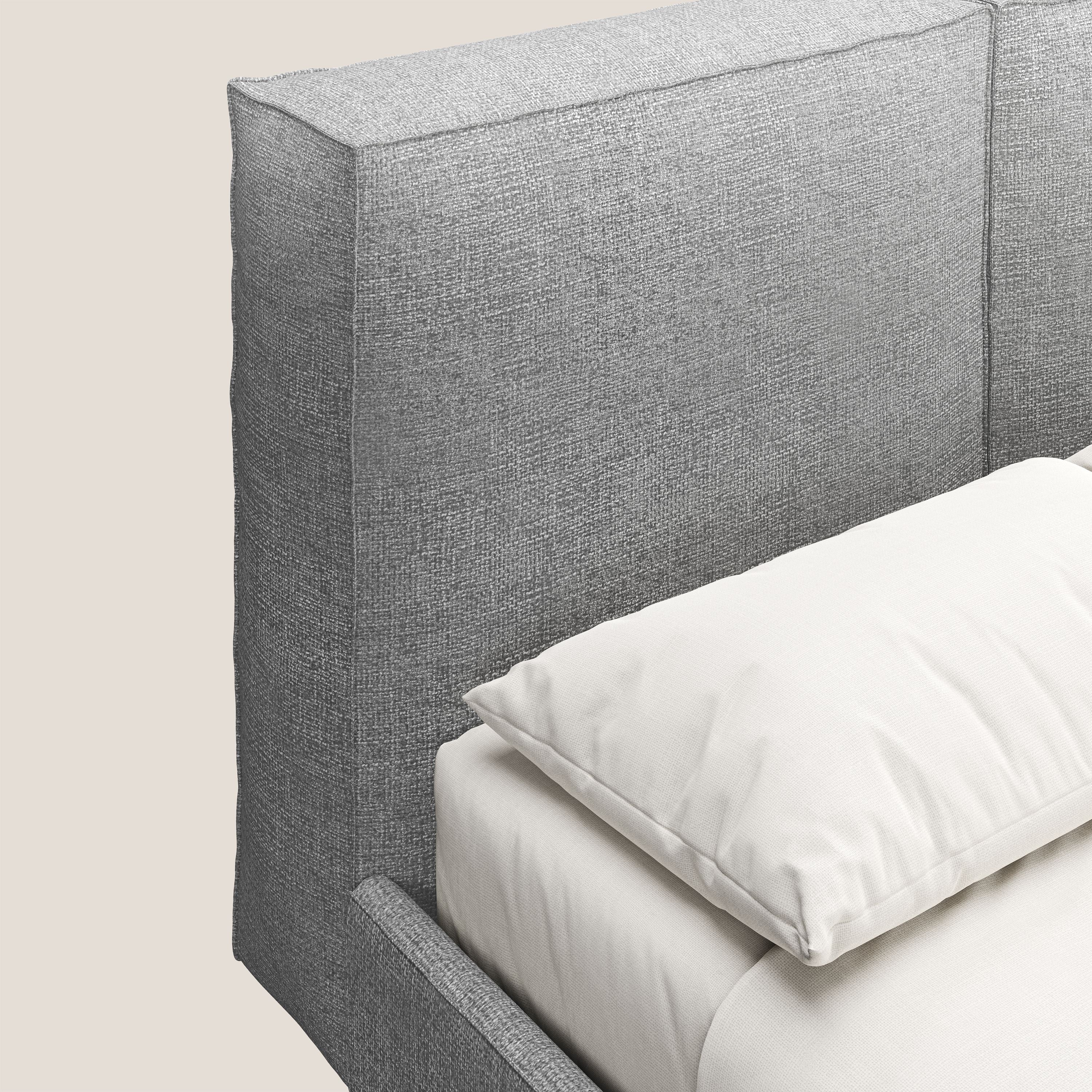 Isotta letto imbottito completamente sfoderabile in morbido tessuti impermeabile T10 grigio - divani.store
