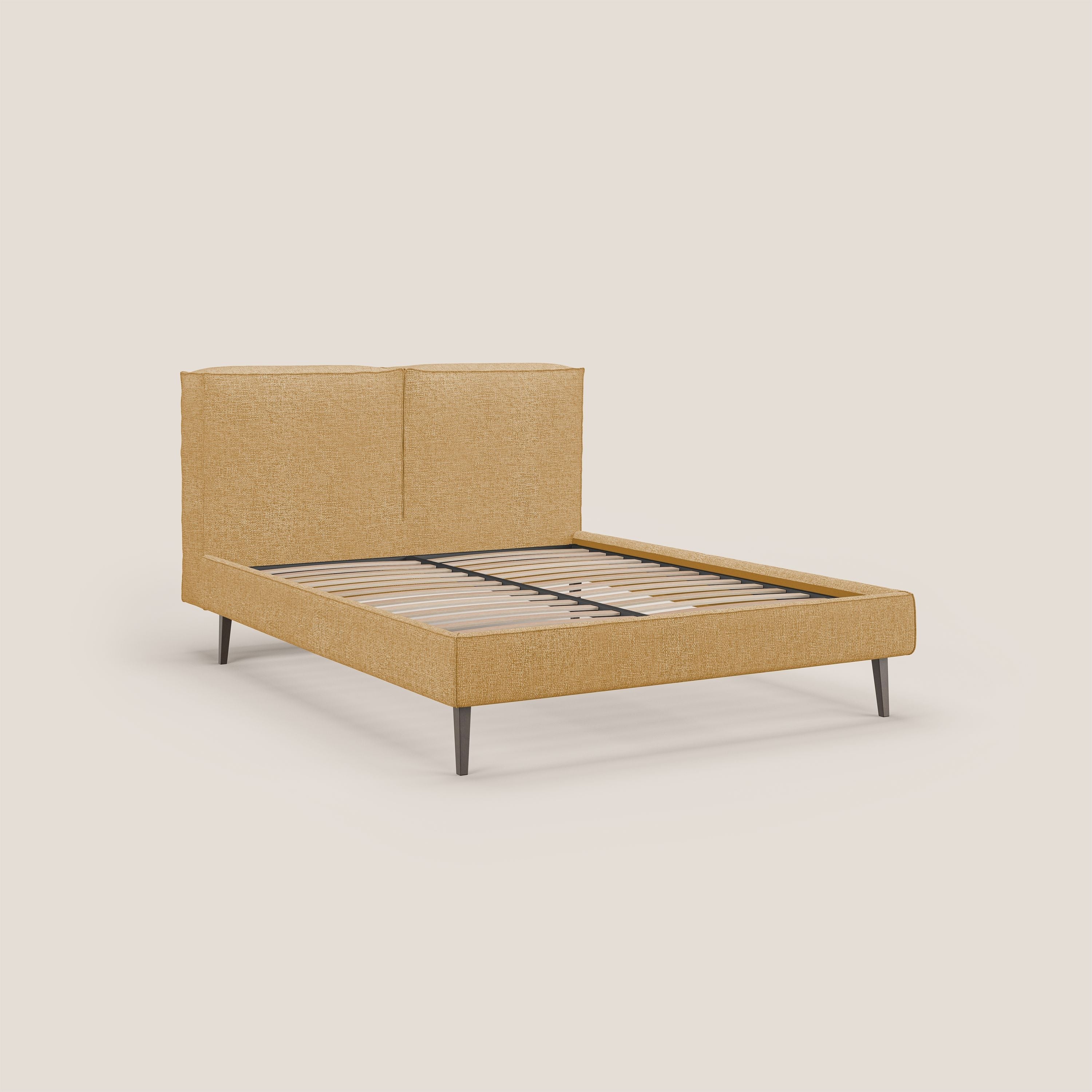Isotta letto imbottito completamente sfoderabile in morbido tessuti impermeabile T10 giallo - divani.store