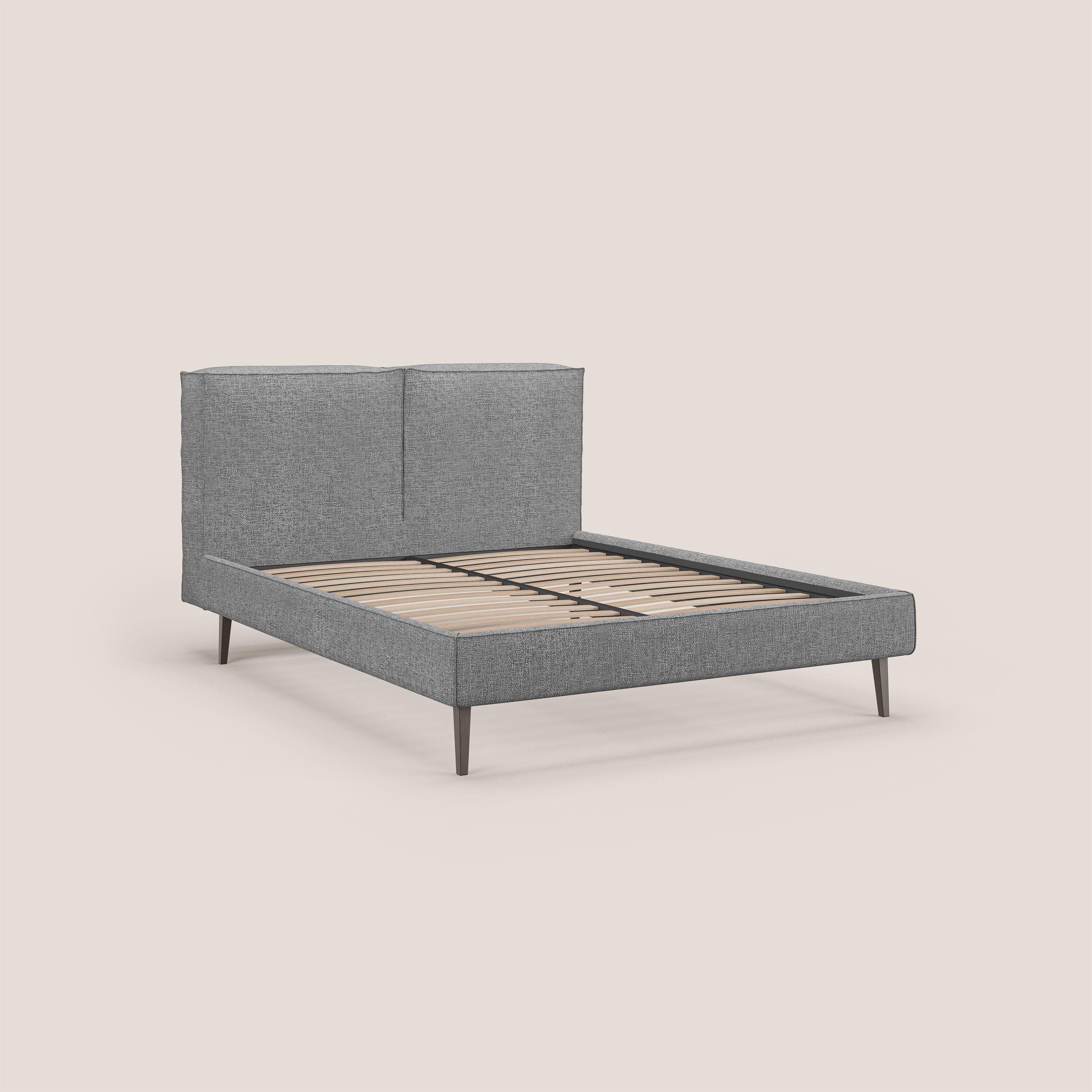 Isotta letto imbottito completamente sfoderabile in morbido tessuti impermeabile T10 grigio - divani.store