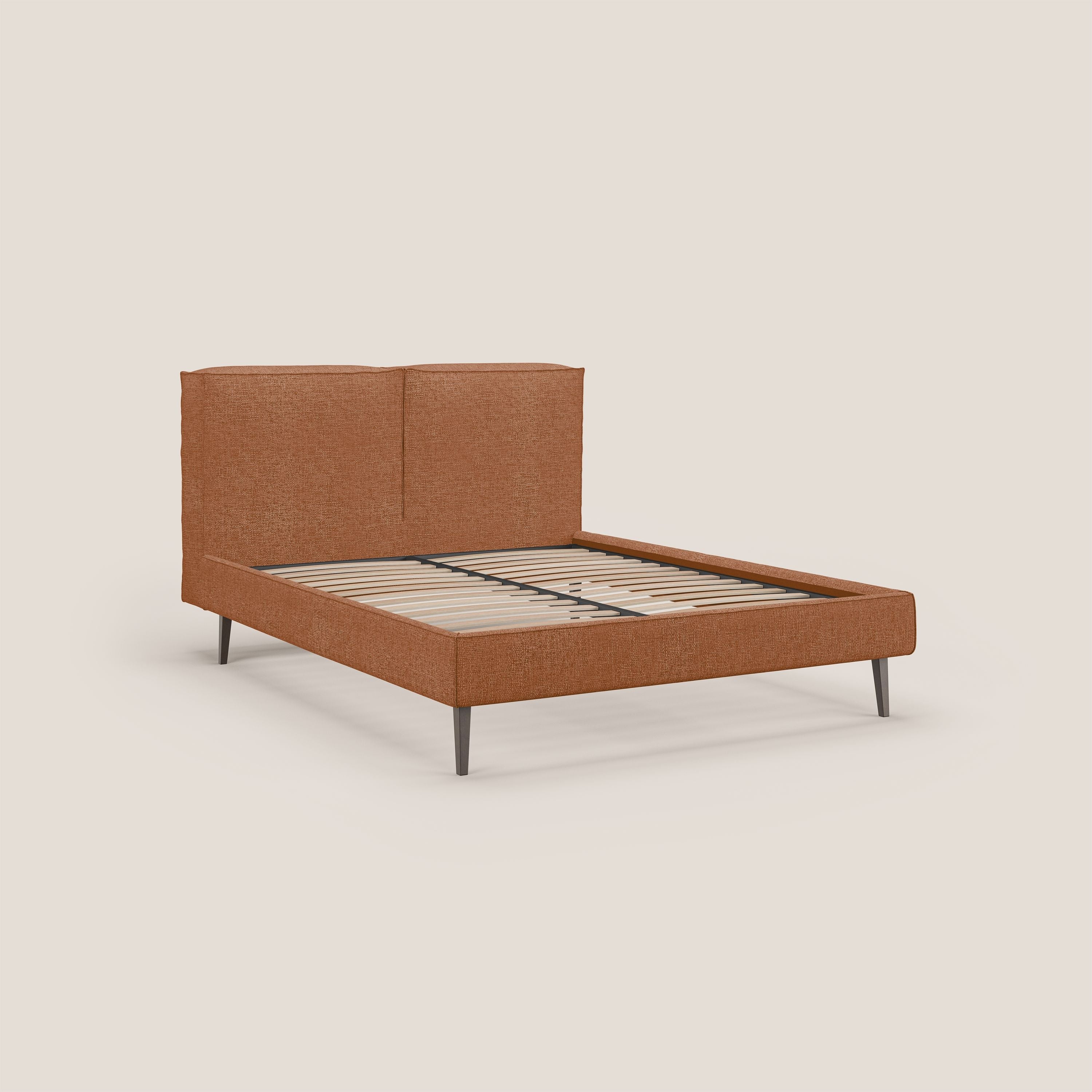 Isotta letto imbottito completamente sfoderabile in morbido tessuti impermeabile T10 arancio - divani.store
