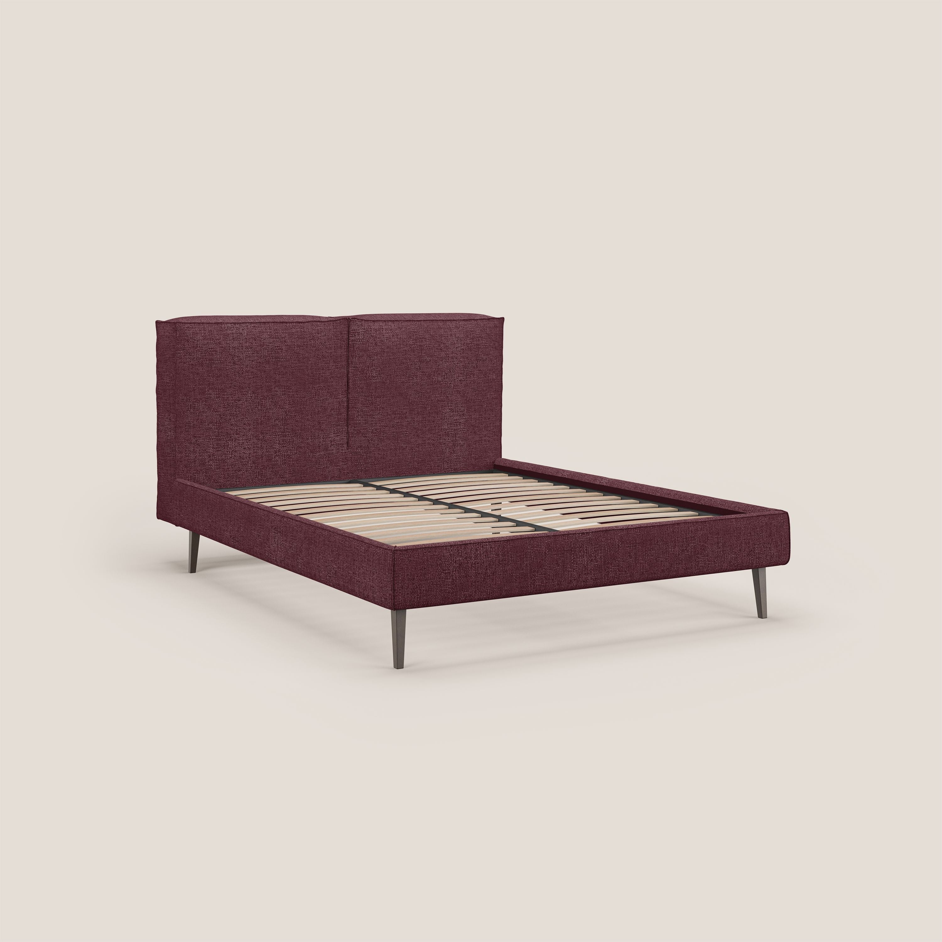Isotta letto imbottito completamente sfoderabile in morbido tessuti impermeabile T10 bordeaux - divani.store