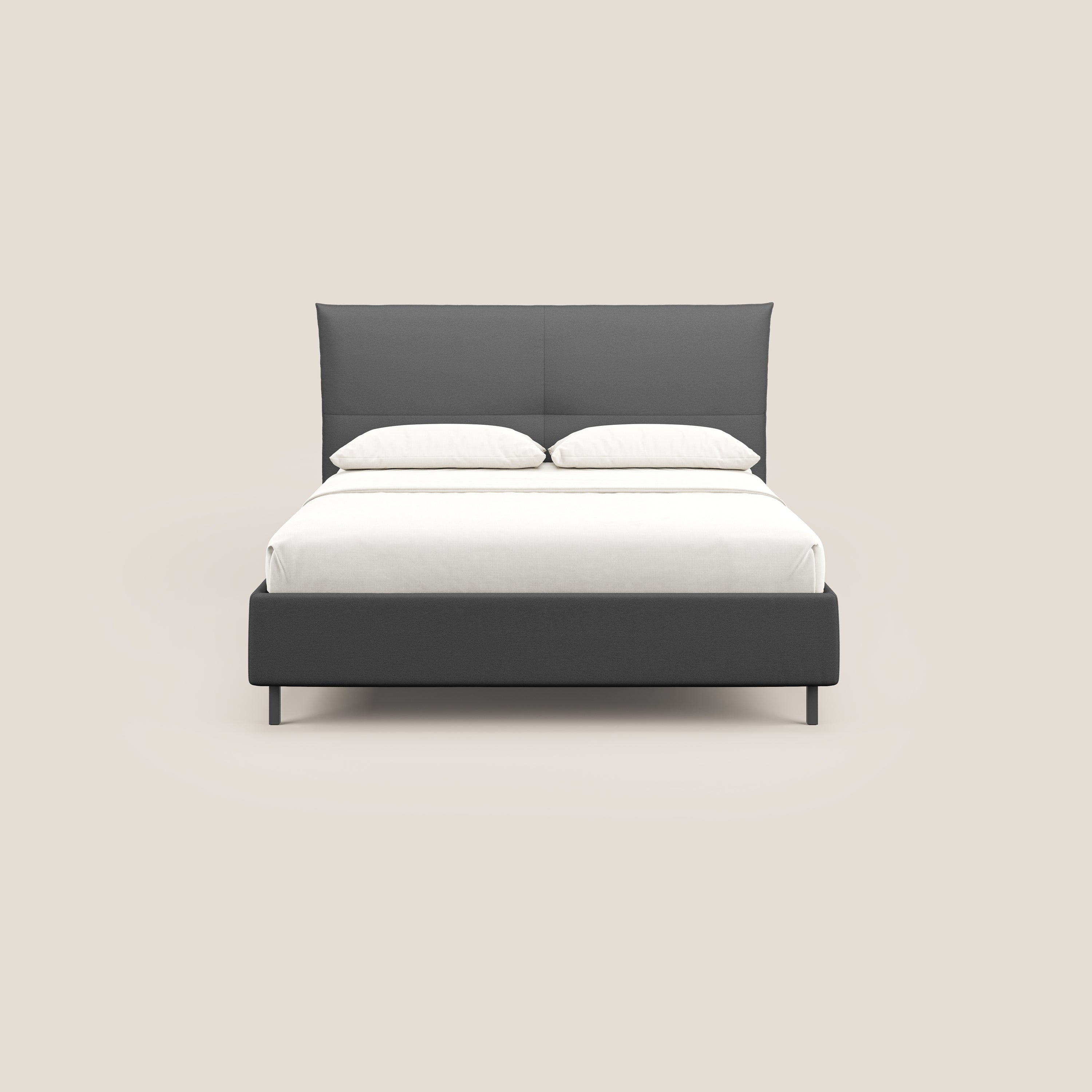 Izumi letto imbottito contenitore con piedi alti in tessuto smacchiabile T05 antracite - divani.store