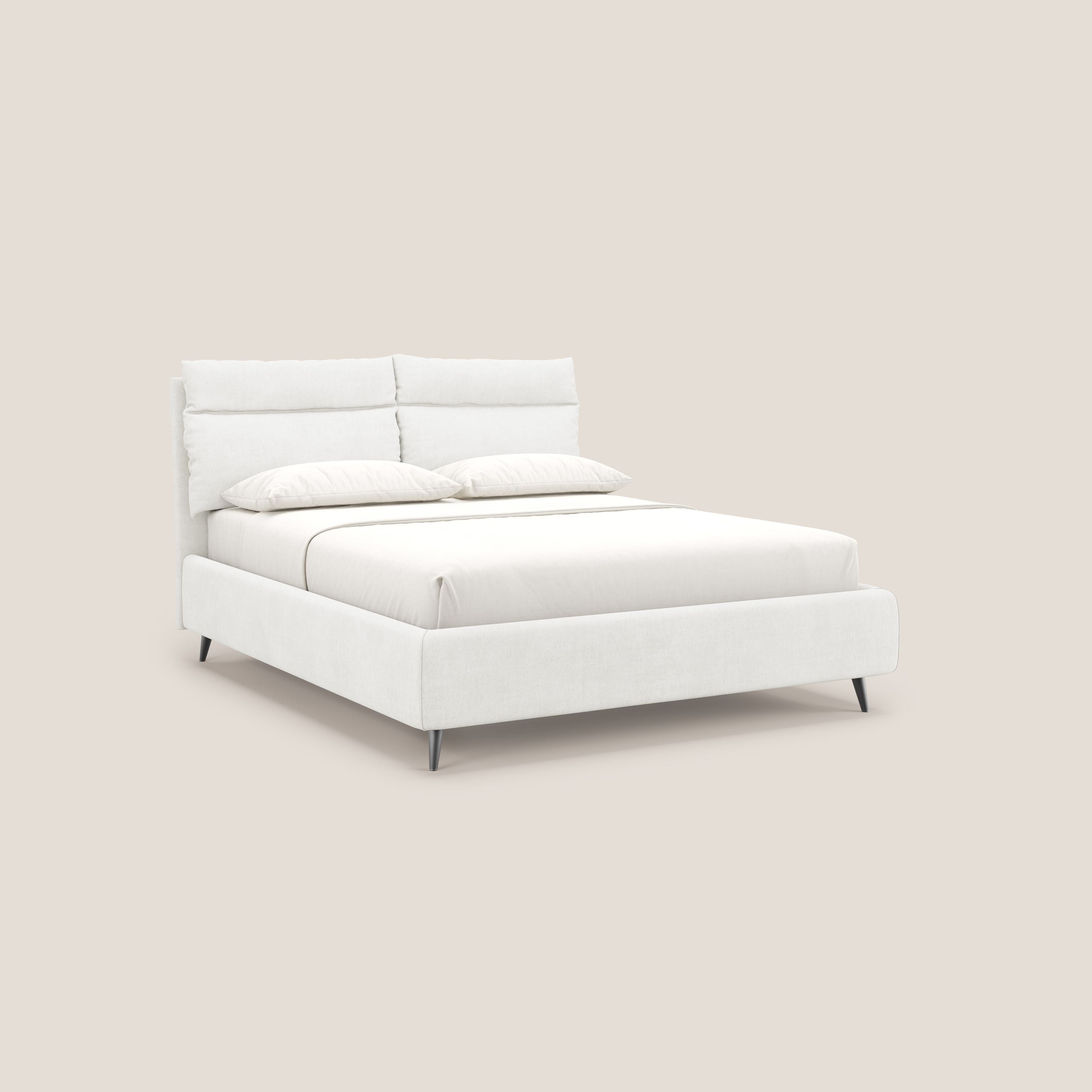 Jerry letto imbottito contenitore e cuscini reclinabili in tessuto smacchiabile T17 bianco - divani.store