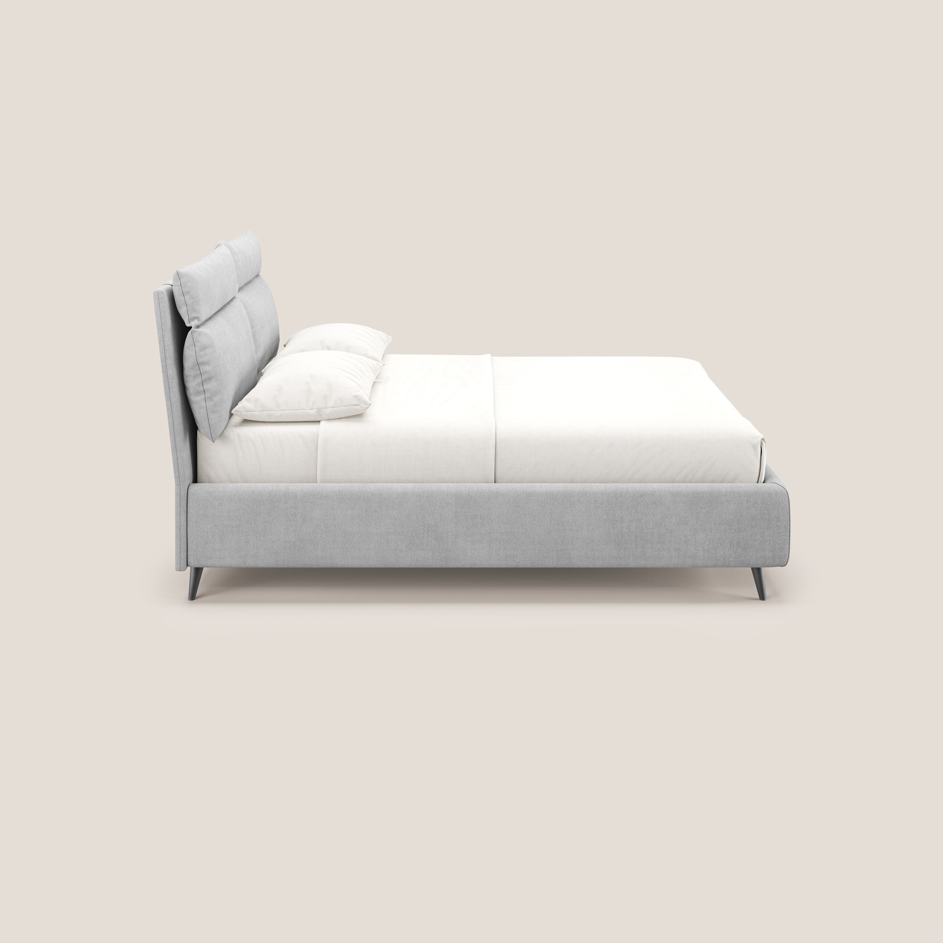 Jerry letto imbottito contenitore e cuscini reclinabili in tessuto smacchiabile T17 grigio - divani.store