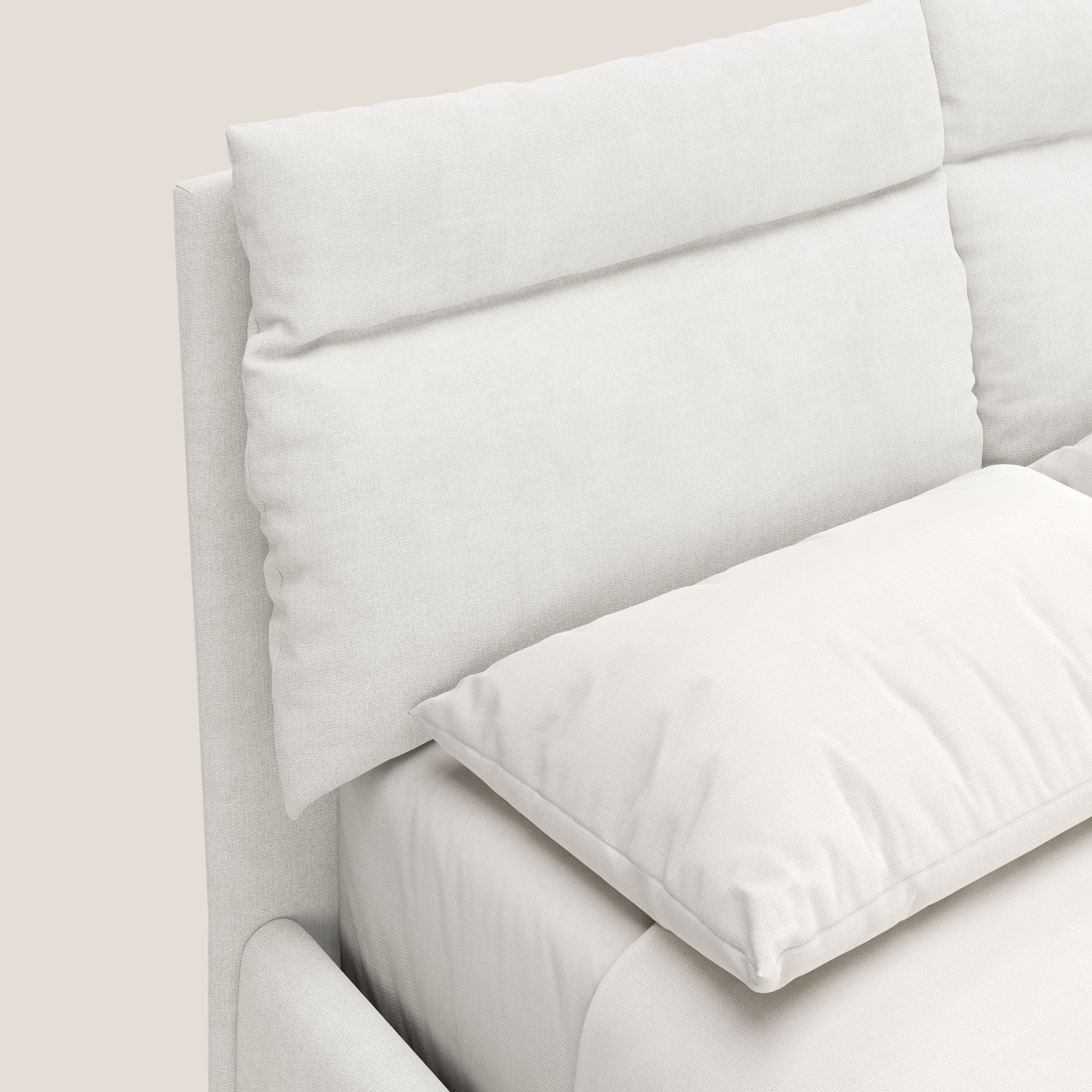 Jerry letto imbottito contenitore e cuscini reclinabili in tessuto smacchiabile T17 bianco - divani.store