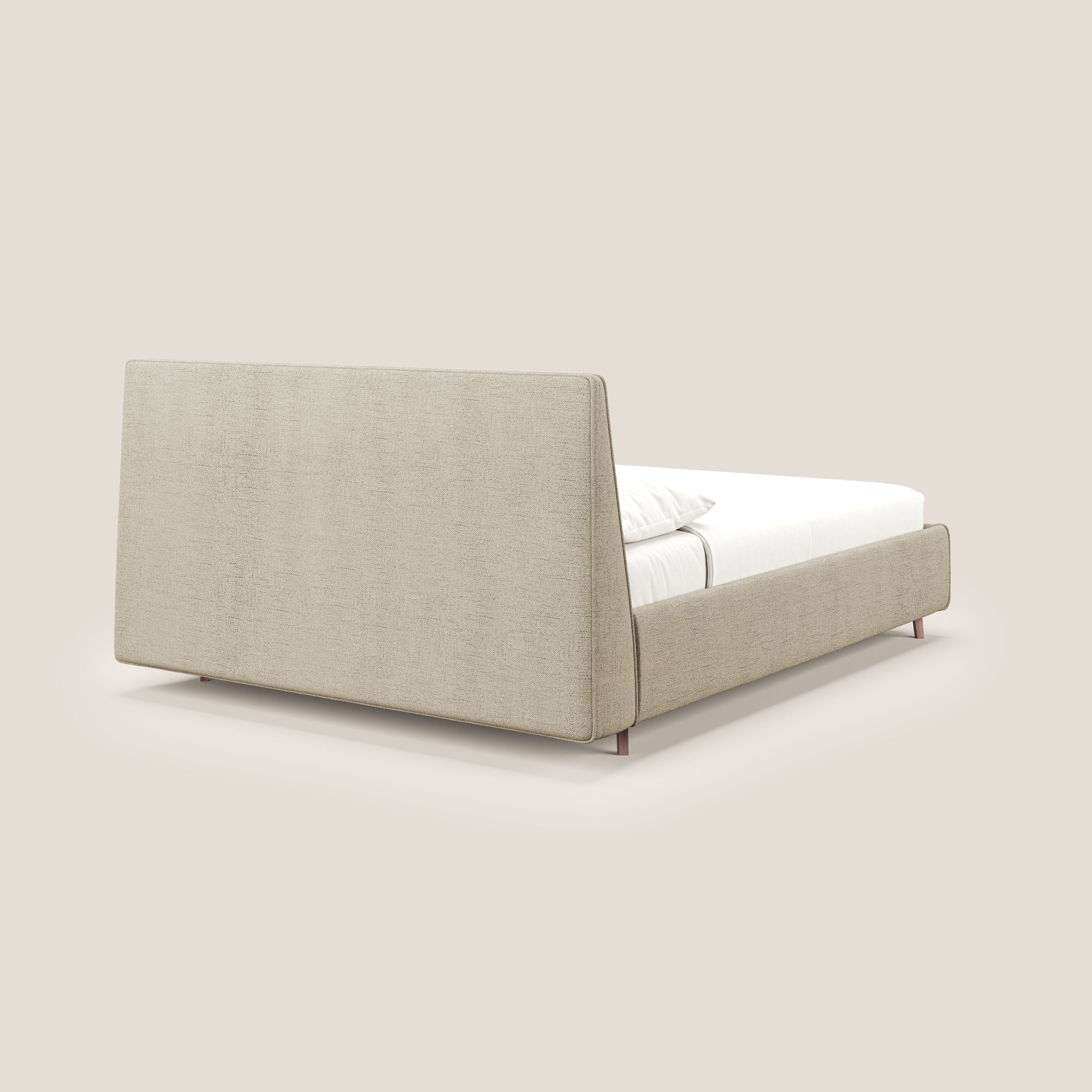 Justin letto imbottito contenitore e sfoderabile in tessuto fiammato impermeabile T03 beige - divani.store