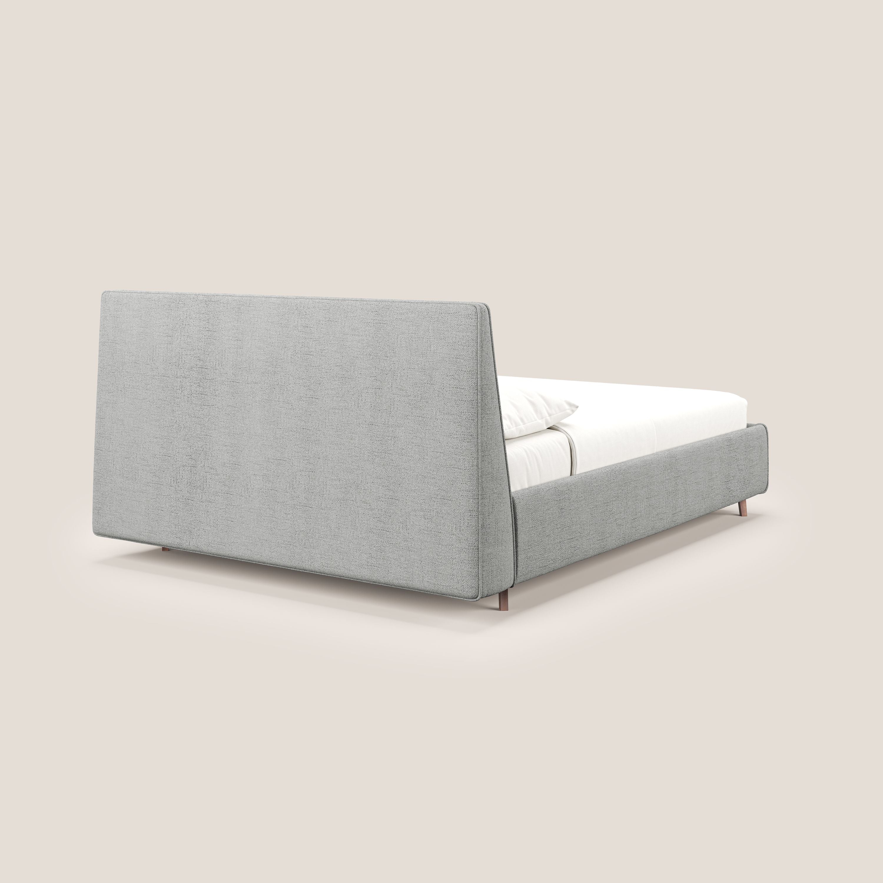 Justin letto imbottito contenitore e sfoderabile in tessuto fiammato impermeabile T03 grigio chiaro - divani.store