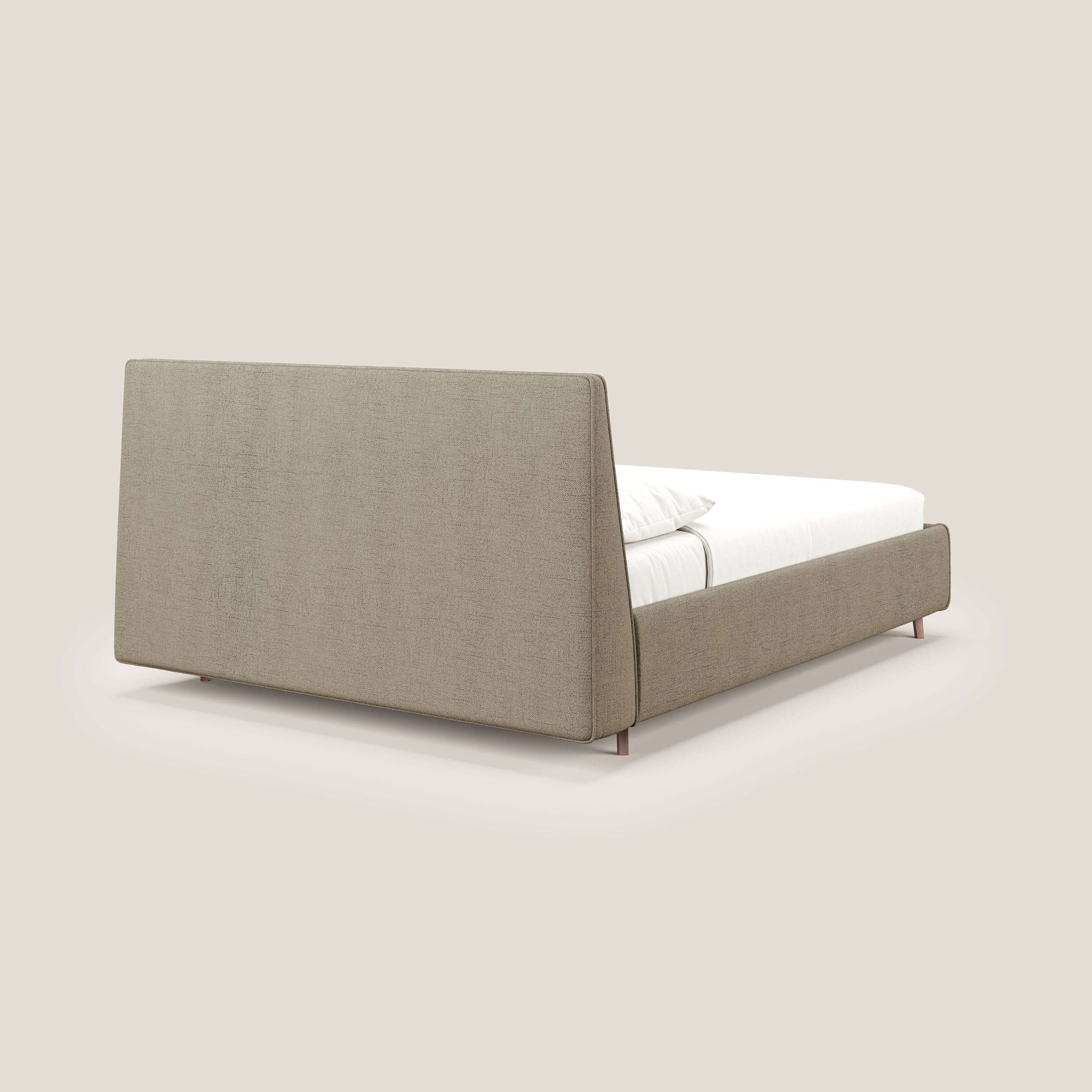 Justin letto imbottito contenitore e sfoderabile in tessuto fiammato impermeabile T03 marrone - divani.store