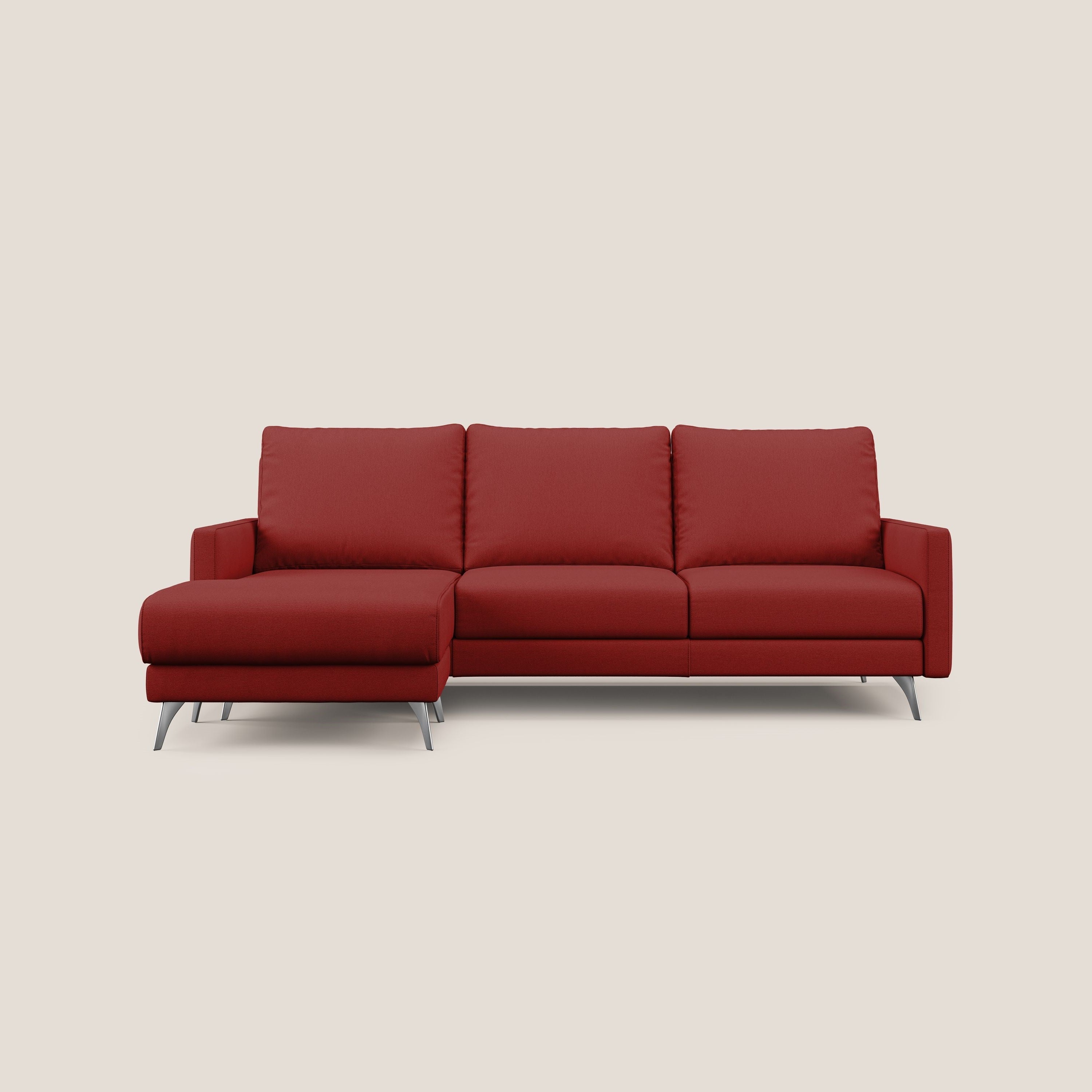 Klimt Divano angolare con sedute scorrevoli in tessuto morbido smacchiabile T05 rosso - divani.store