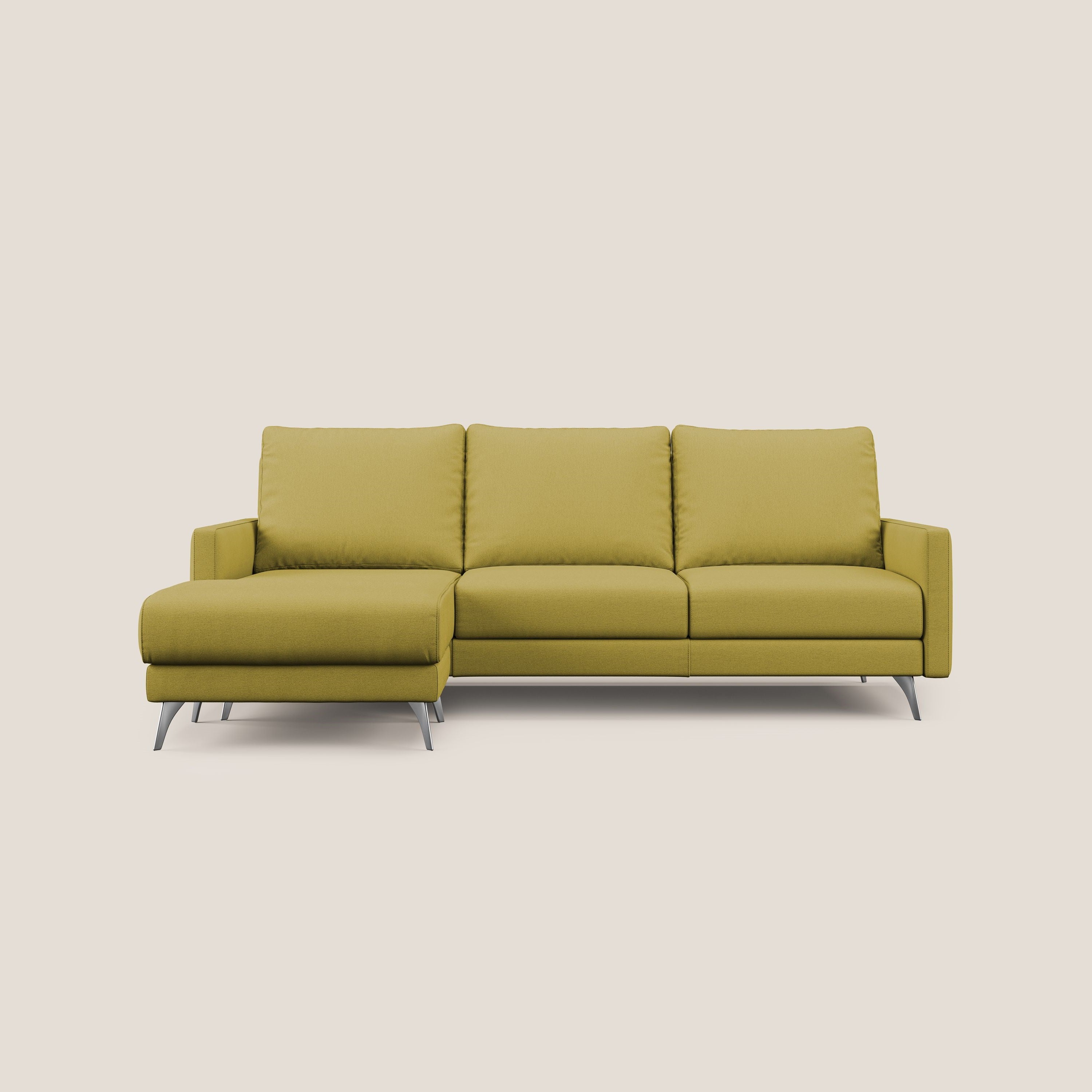 Klimt Divano angolare con sedute scorrevoli in tessuto morbido smacchiabile T05 giallo - divani.store