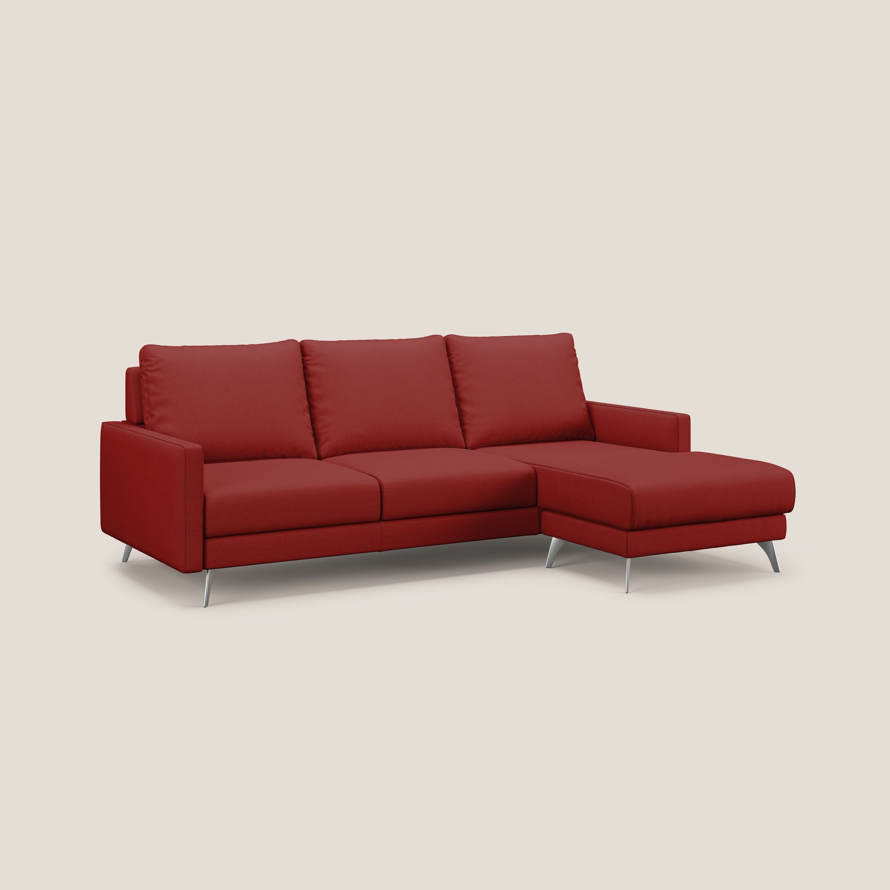 Klimt Divano angolare con sedute scorrevoli in tessuto morbido smacchiabile T05 rosso - divani.store
