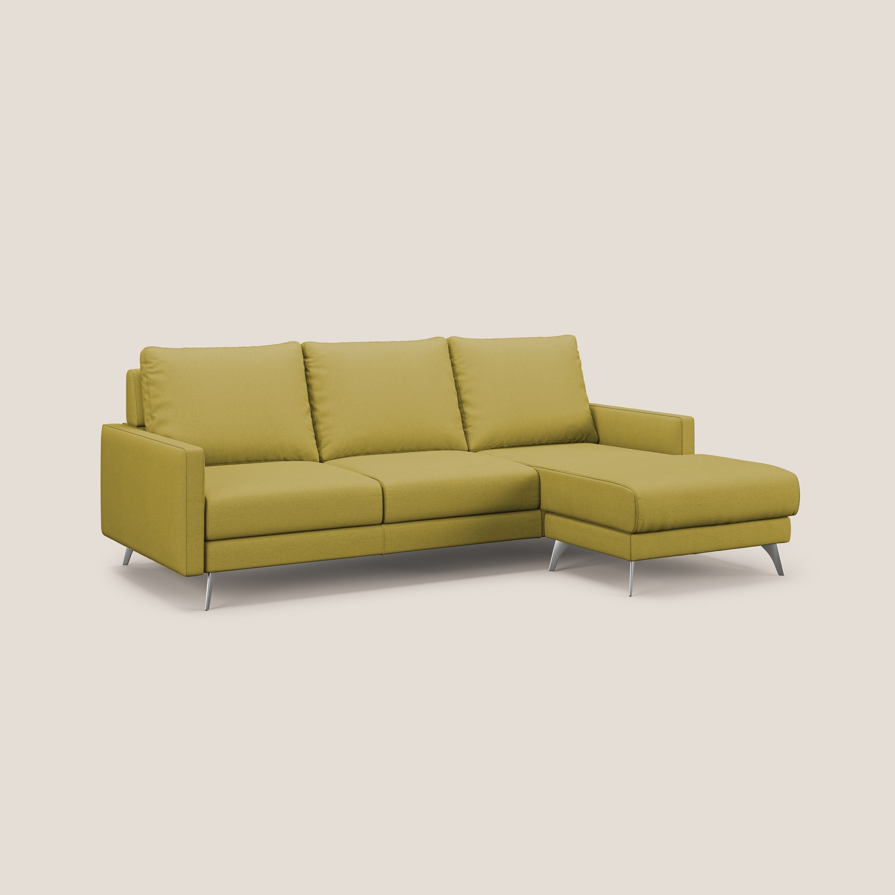 Klimt Divano angolare con sedute scorrevoli in tessuto morbido smacchiabile T05 giallo - divani.store