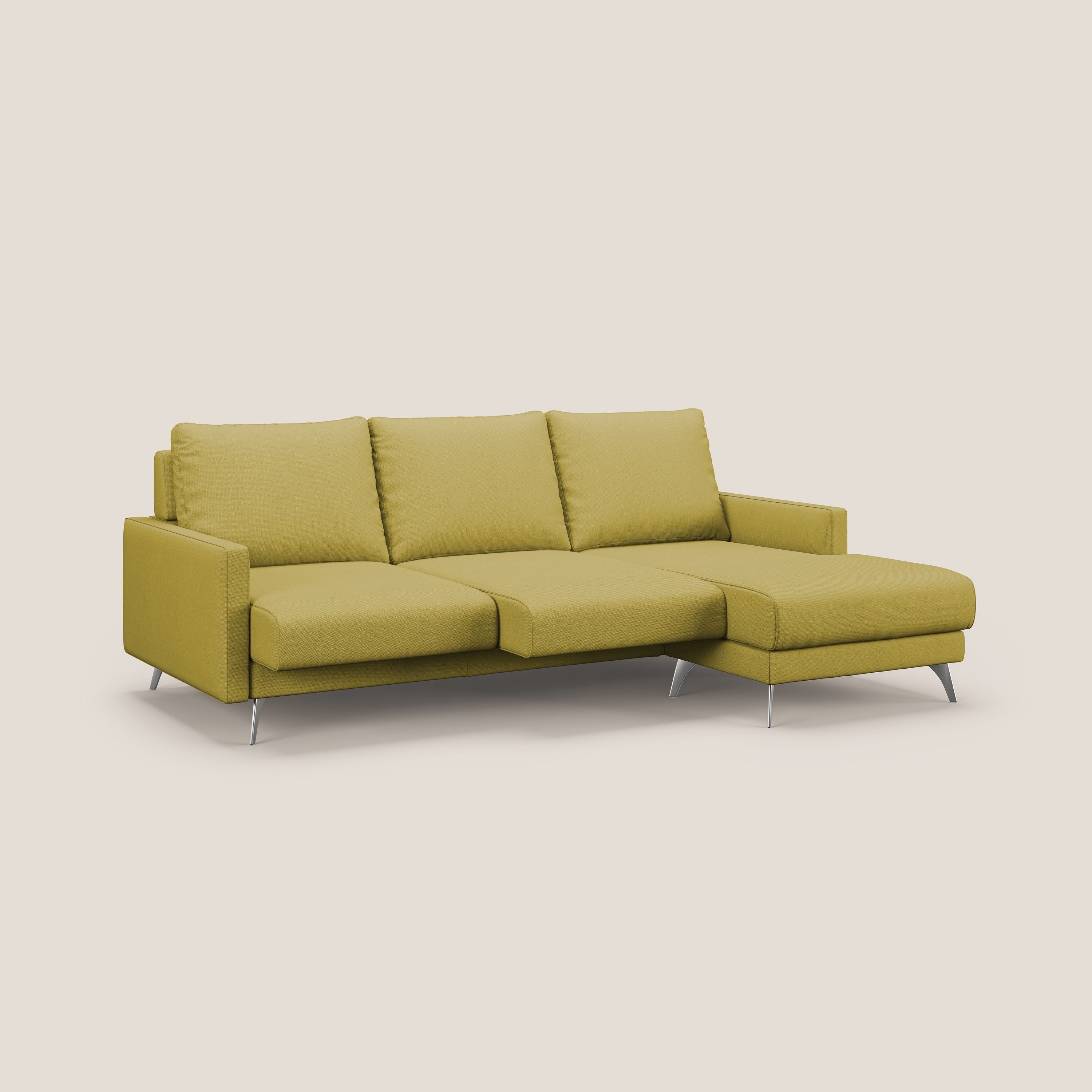 Klimt Divano angolare con sedute scorrevoli in tessuto morbido smacchiabile T05 giallo - divani.store