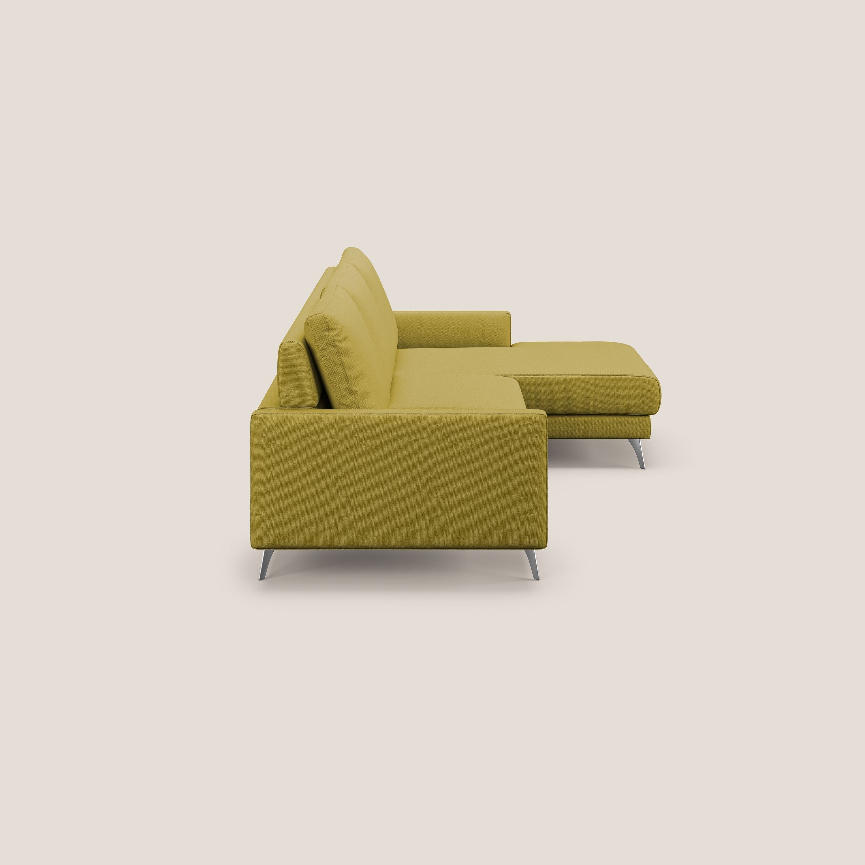 Klimt Divano angolare con sedute scorrevoli in tessuto morbido smacchiabile T05 giallo - divani.store