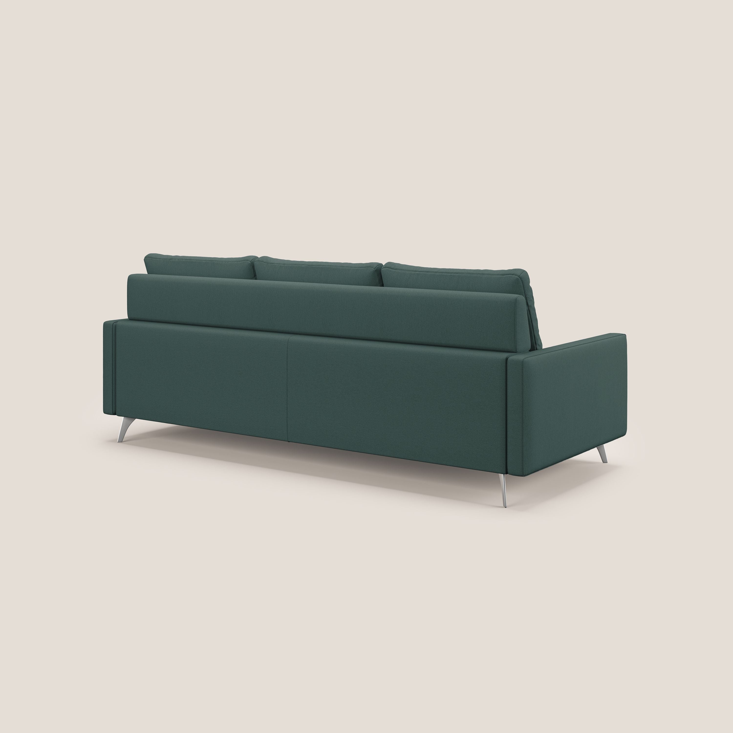 Klimt Divano angolare con sedute scorrevoli in tessuto morbido smacchiabile T05 verde - divani.store