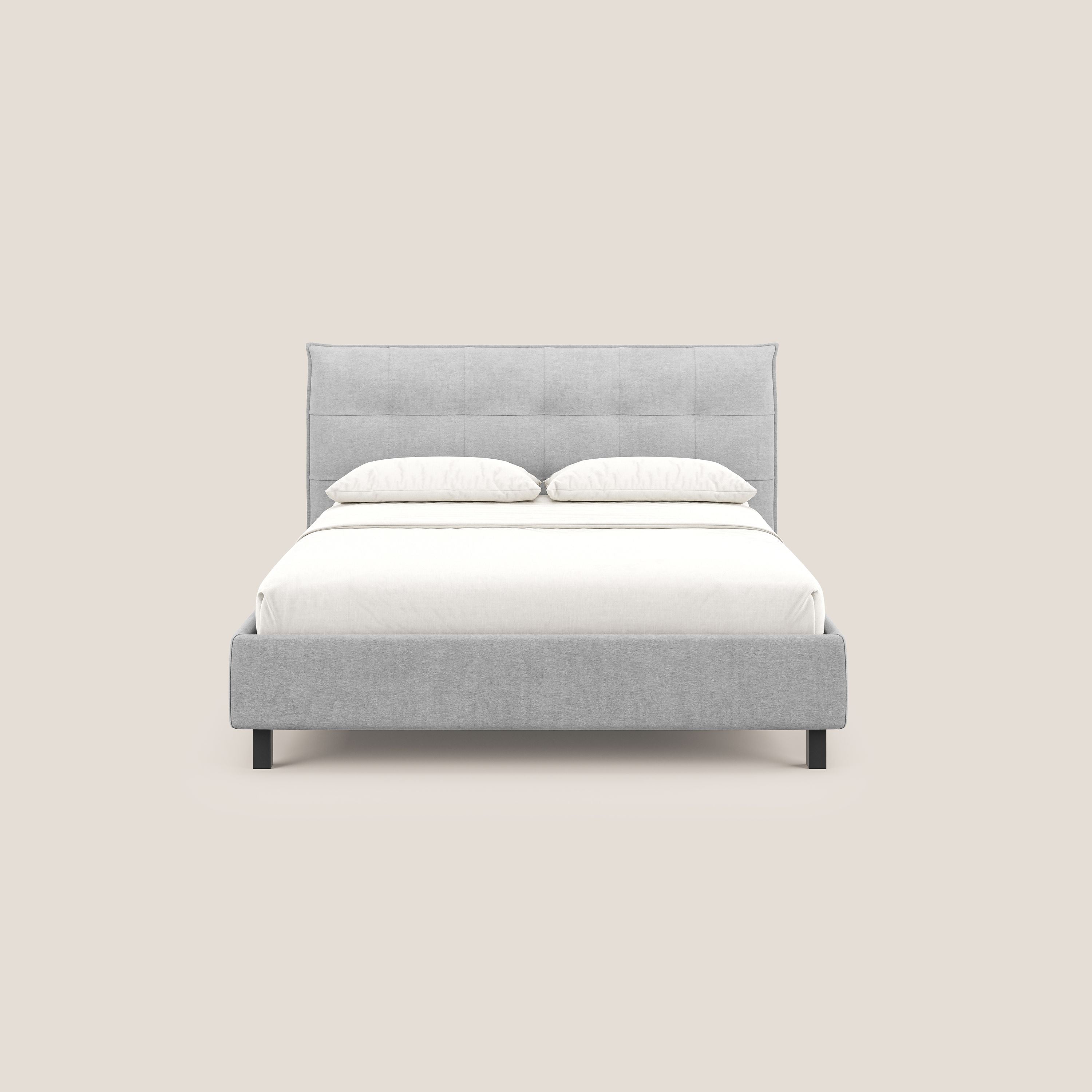 Liam letto contenitore con testata trapuntata in tessuto smacchiabile T17 grigio - divani.store