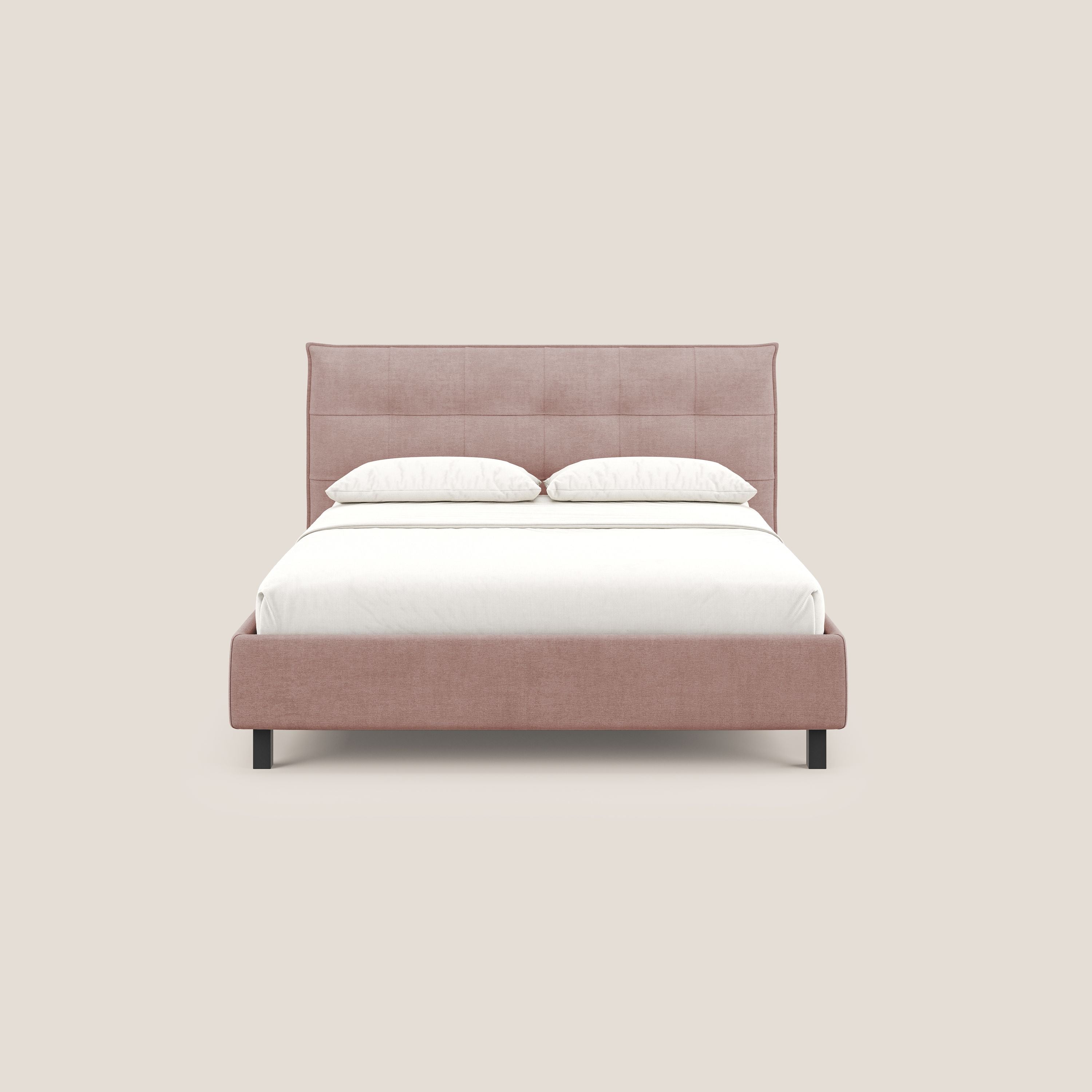 Liam letto contenitore con testata trapuntata in tessuto smacchiabile T17 rosa - divani.store