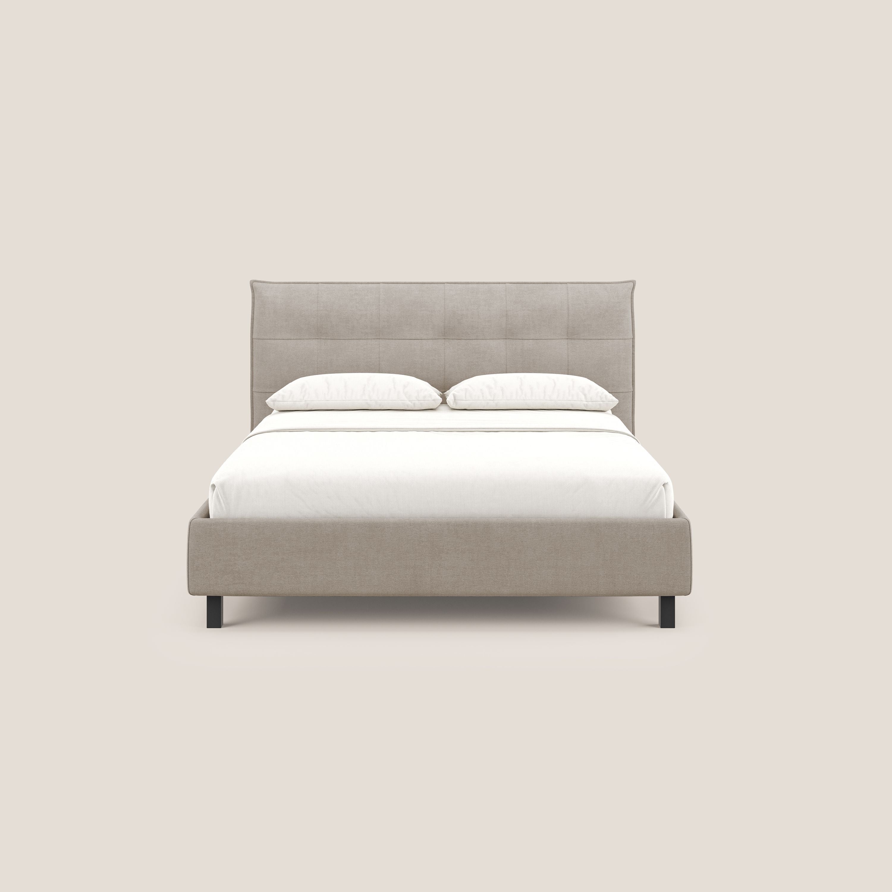 Liam letto contenitore con testata trapuntata in tessuto smacchiabile T17 beige - divani.store