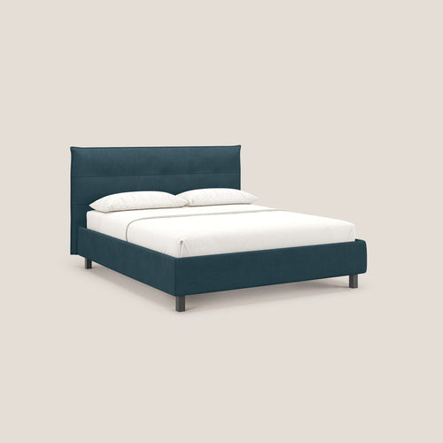 Liam letto contenitore con testata trapuntata in tessuto smacchiabile T17 petrolio - divani.store