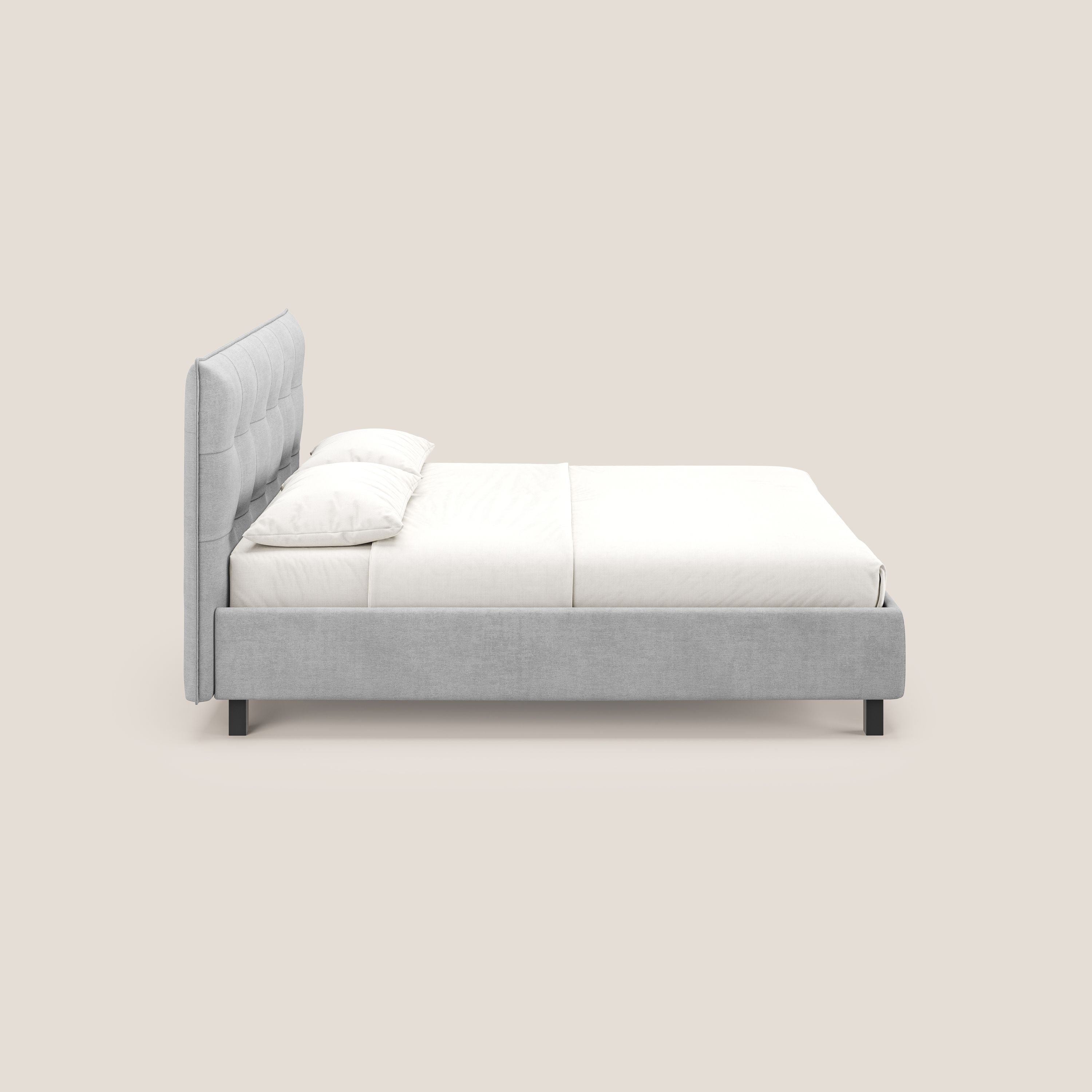 Liam letto contenitore con testata trapuntata in tessuto smacchiabile T17 grigio - divani.store