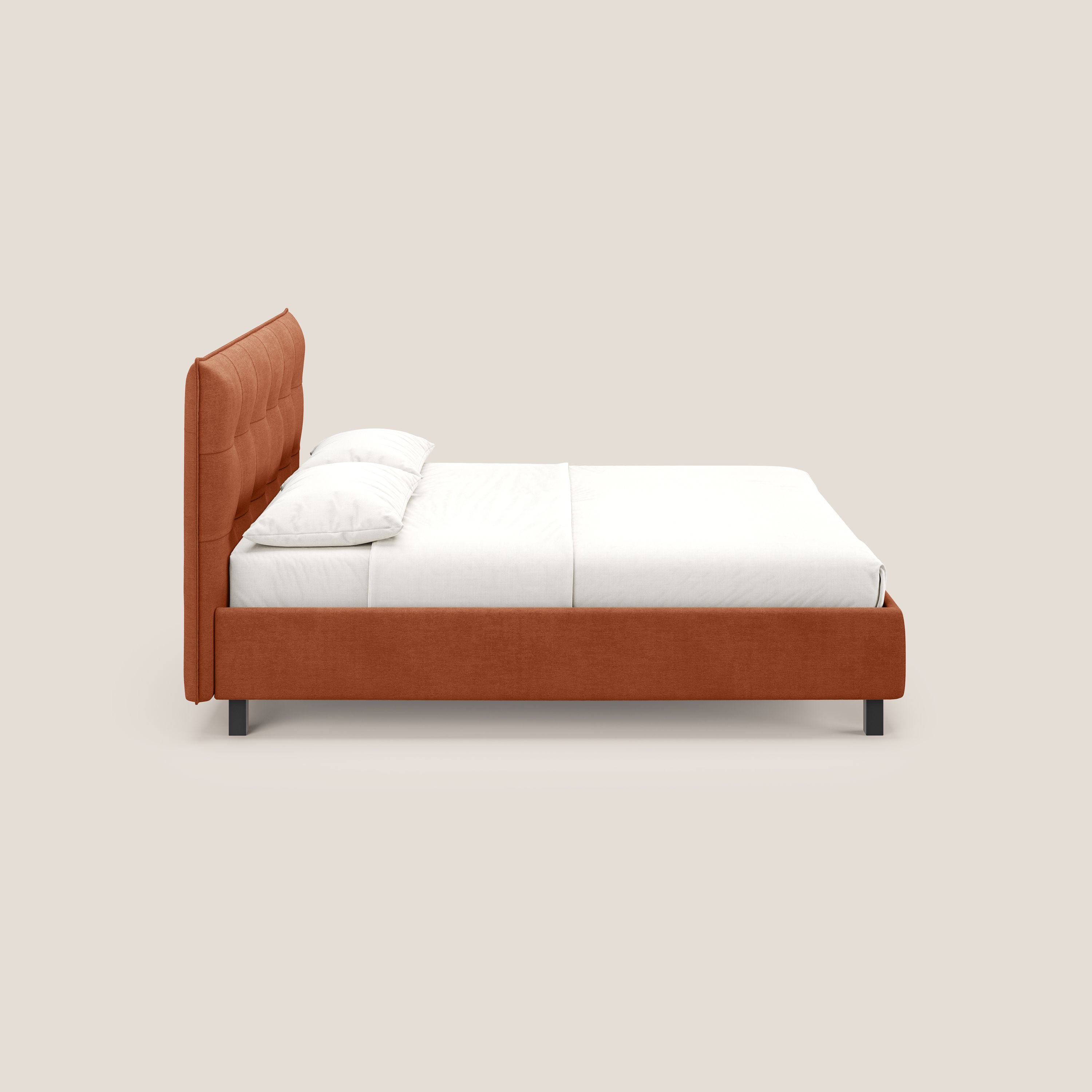 Liam letto contenitore con testata trapuntata in tessuto smacchiabile T17 arancio - divani.store