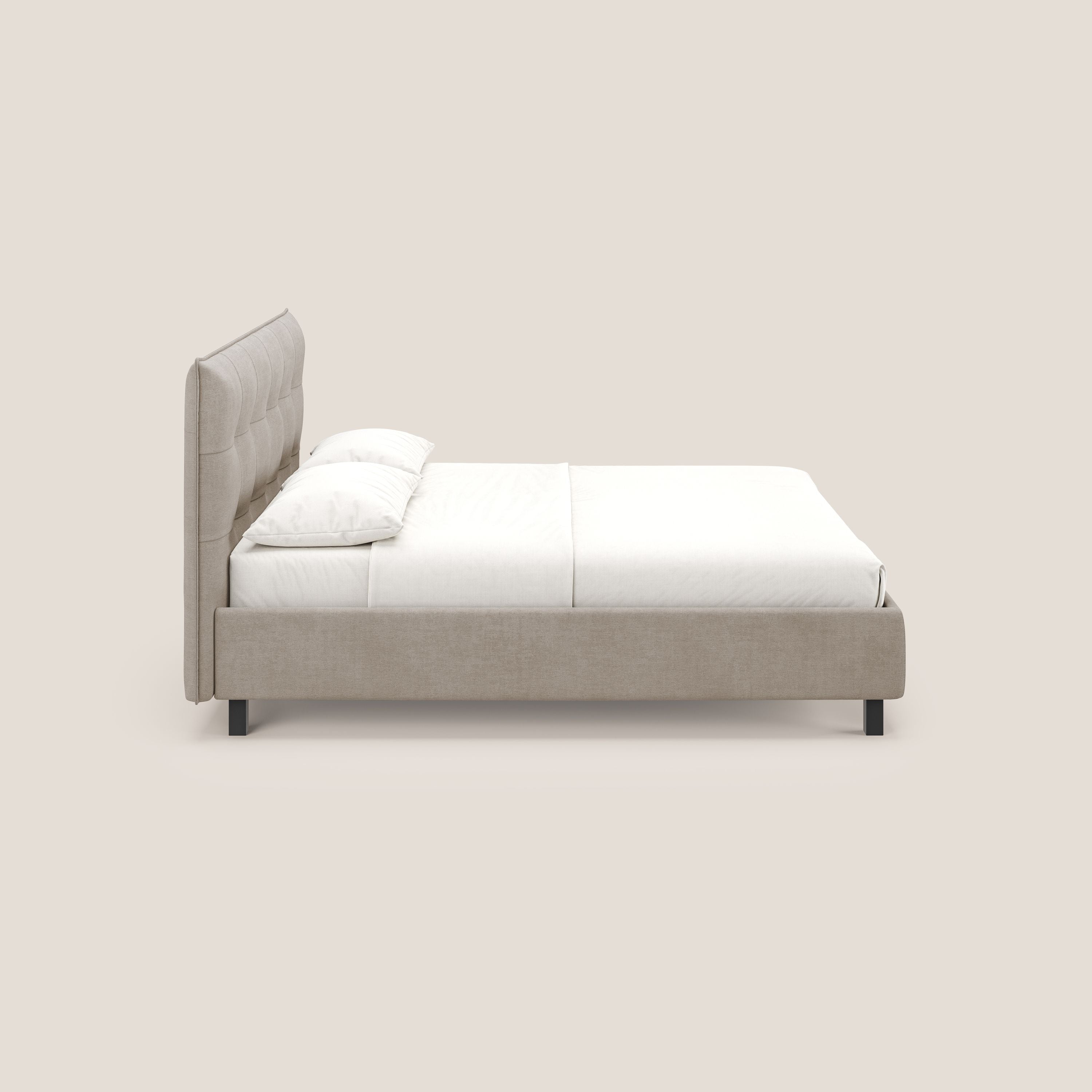 Liam letto contenitore con testata trapuntata in tessuto smacchiabile T17 beige - divani.store