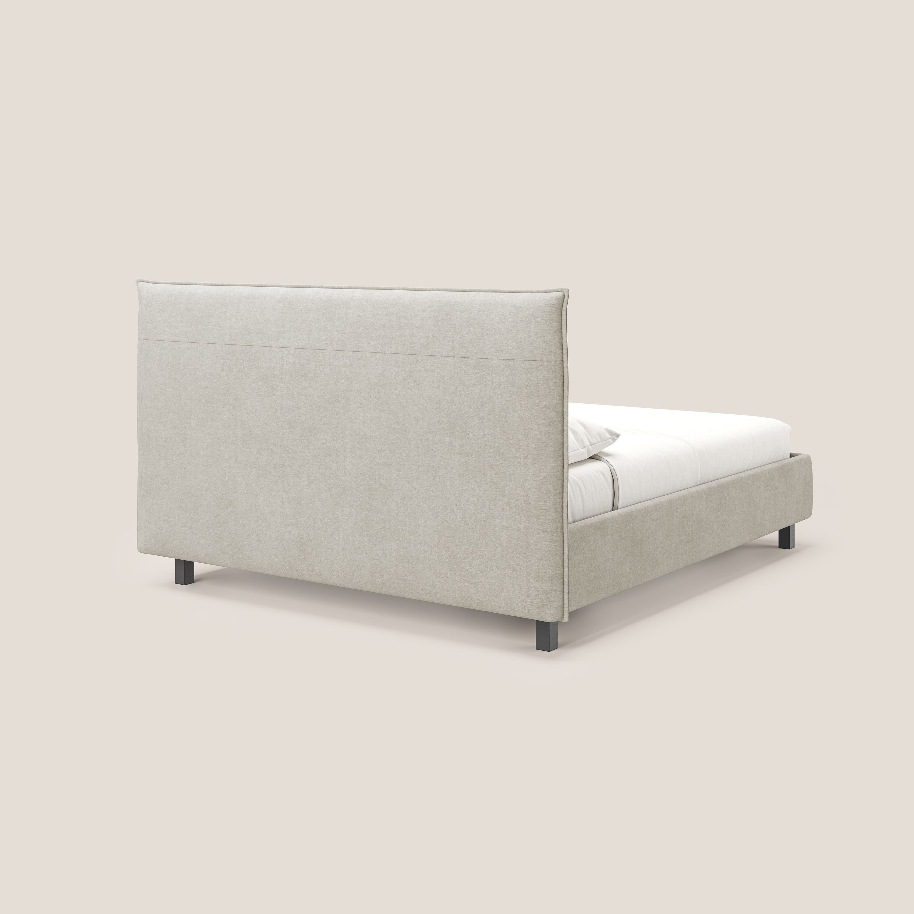 Liam letto contenitore con testata trapuntata in tessuto smacchiabile T17 panna - divani.store