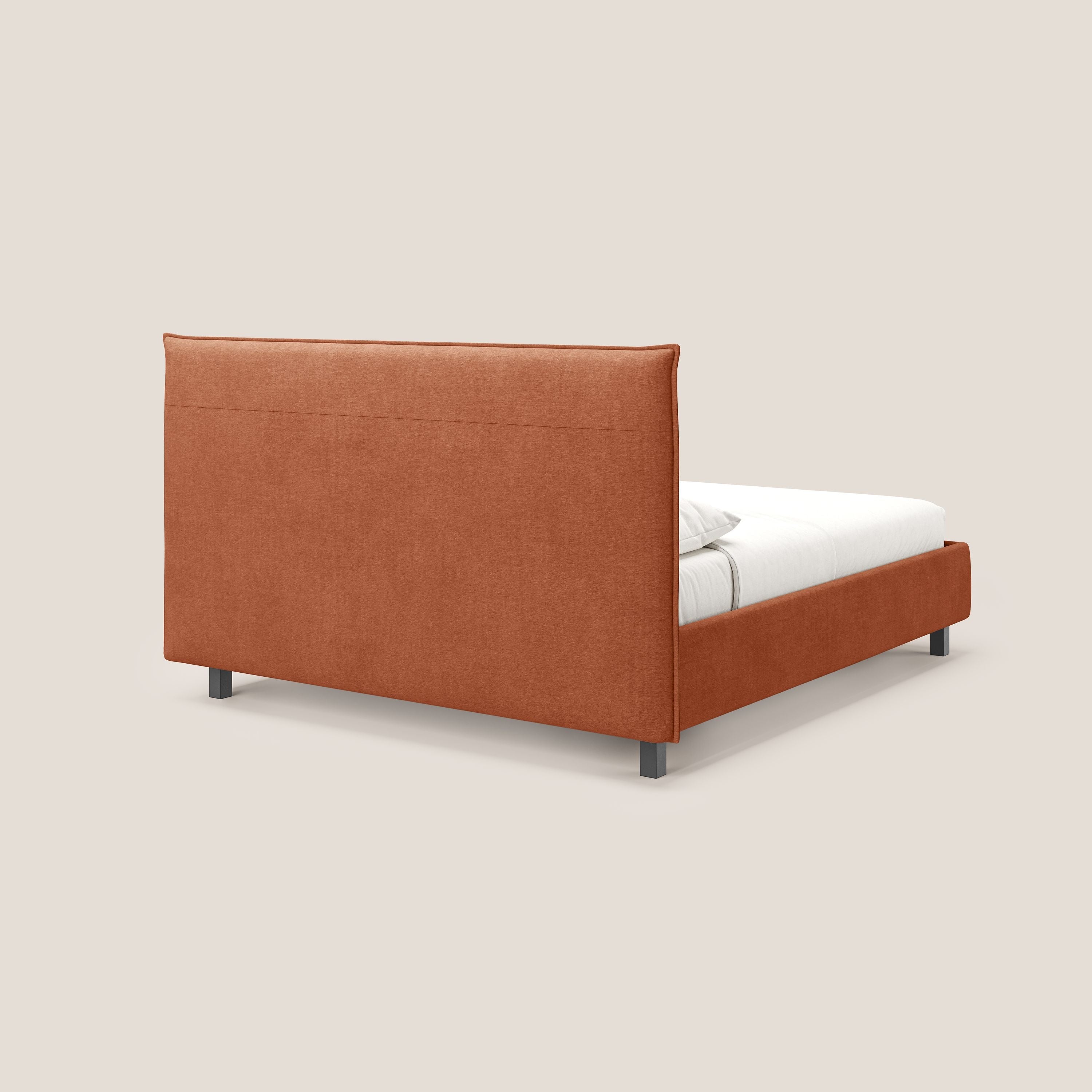 Liam letto contenitore con testata trapuntata in tessuto smacchiabile T17 arancio - divani.store