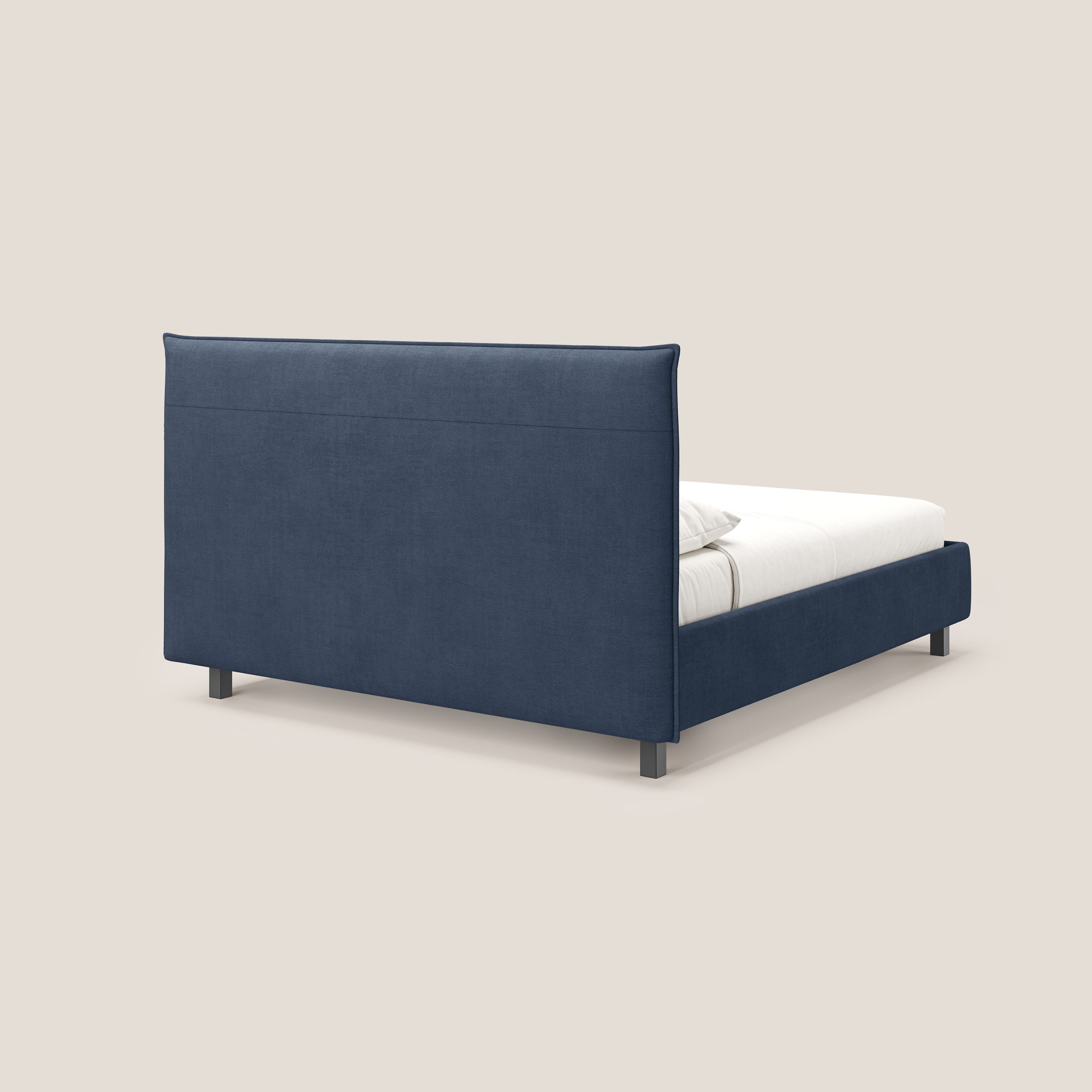 Liam letto contenitore con testata trapuntata in tessuto smacchiabile T17 blu - divani.store