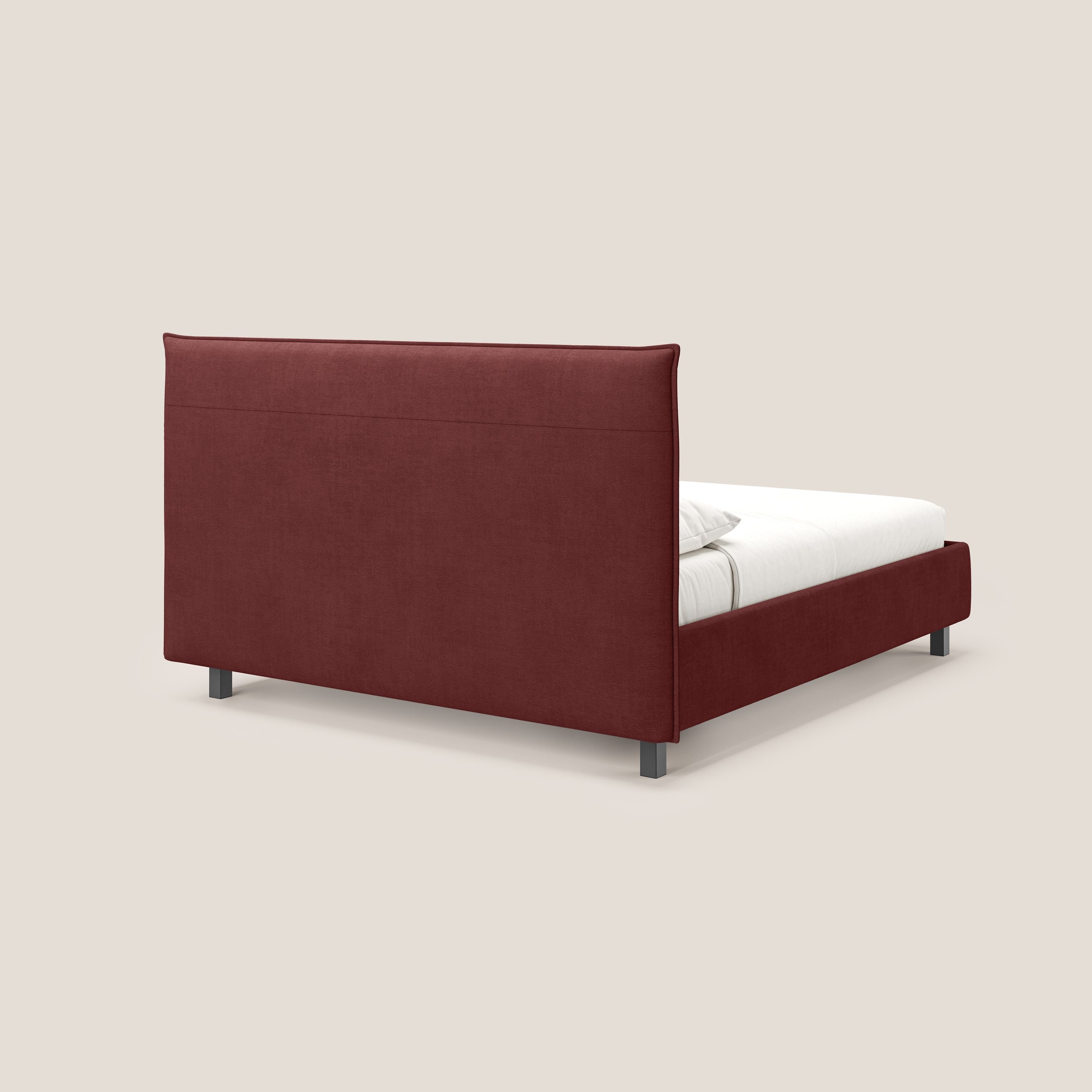 Liam letto contenitore con testata trapuntata in tessuto smacchiabile T17 rosso - divani.store