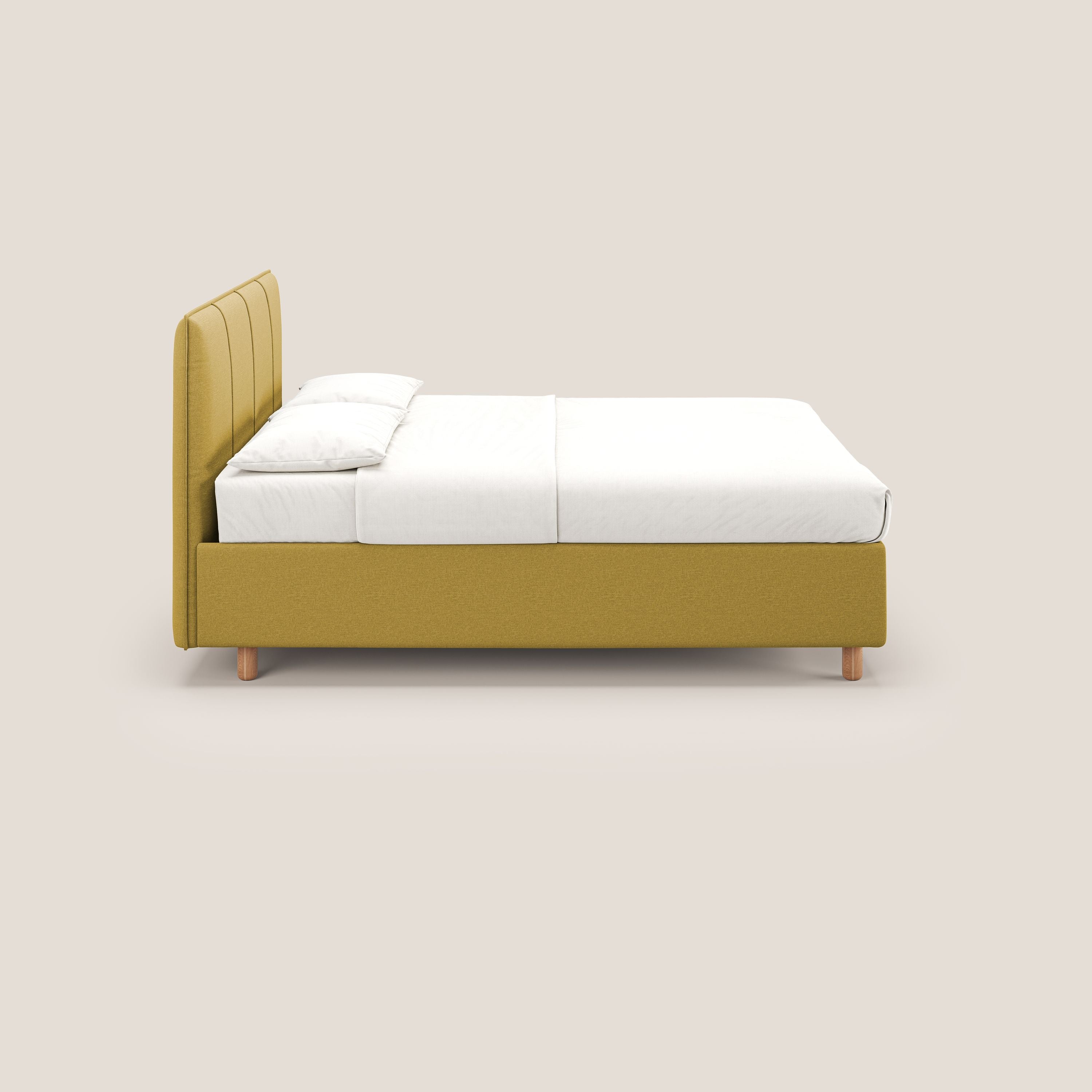 Lothar letto contenitore maxi dalle dimensioni contenute in tessuto impermeabile T13 giallo - divani.store