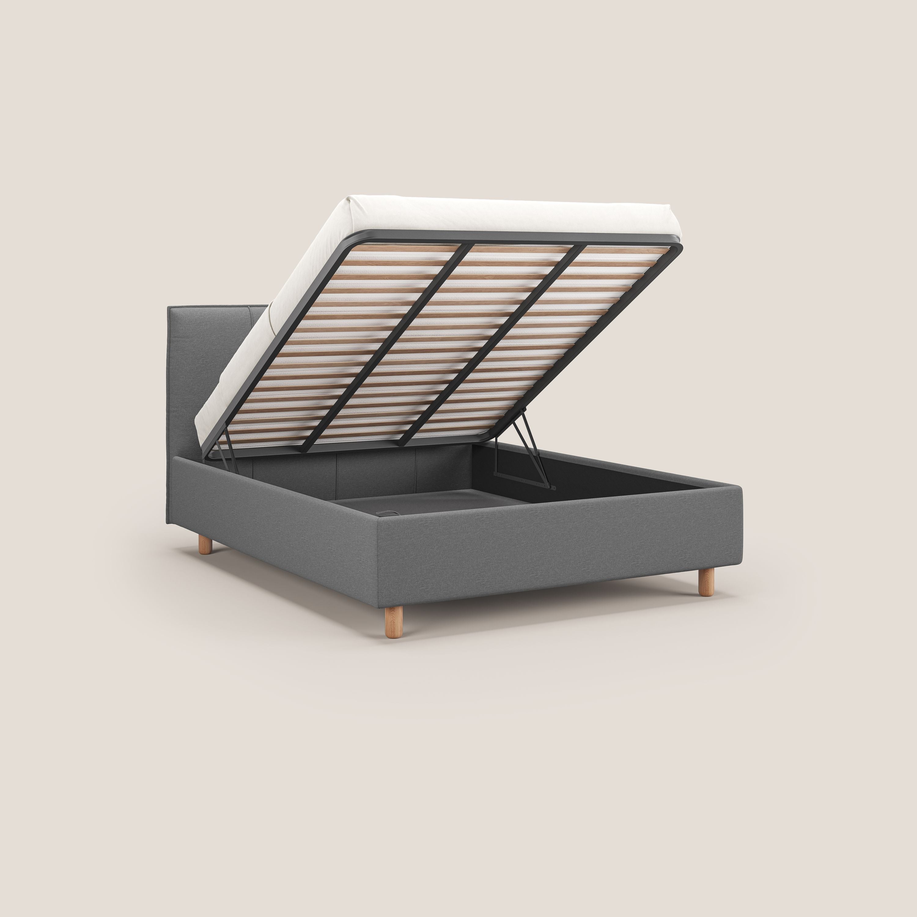 Lothar letto contenitore maxi dalle dimensioni contenute in tessuto impermeabile T13 grigio - divani.store