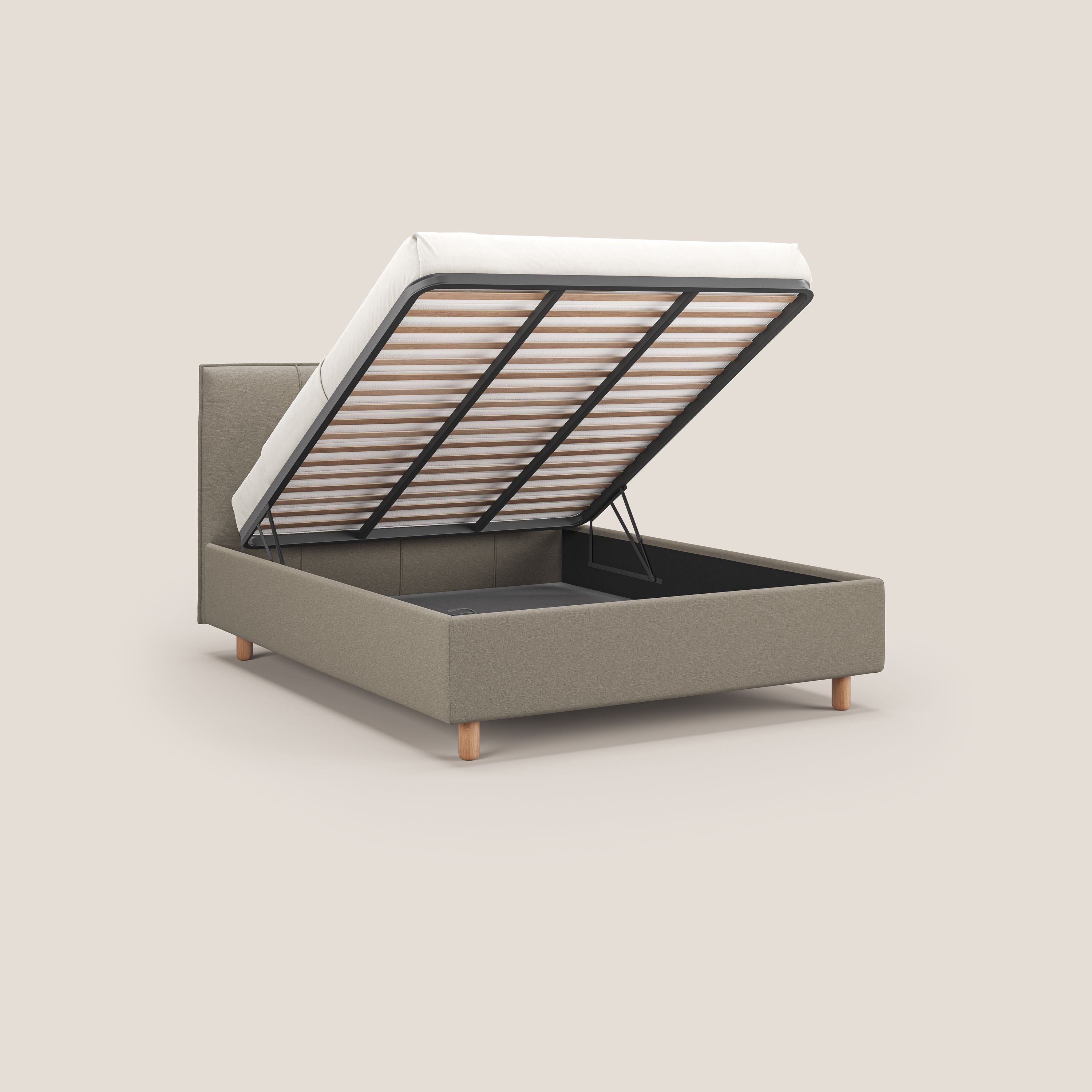 Lothar letto contenitore maxi dalle dimensioni contenute in tessuto impermeabile T13 panna - divani.store