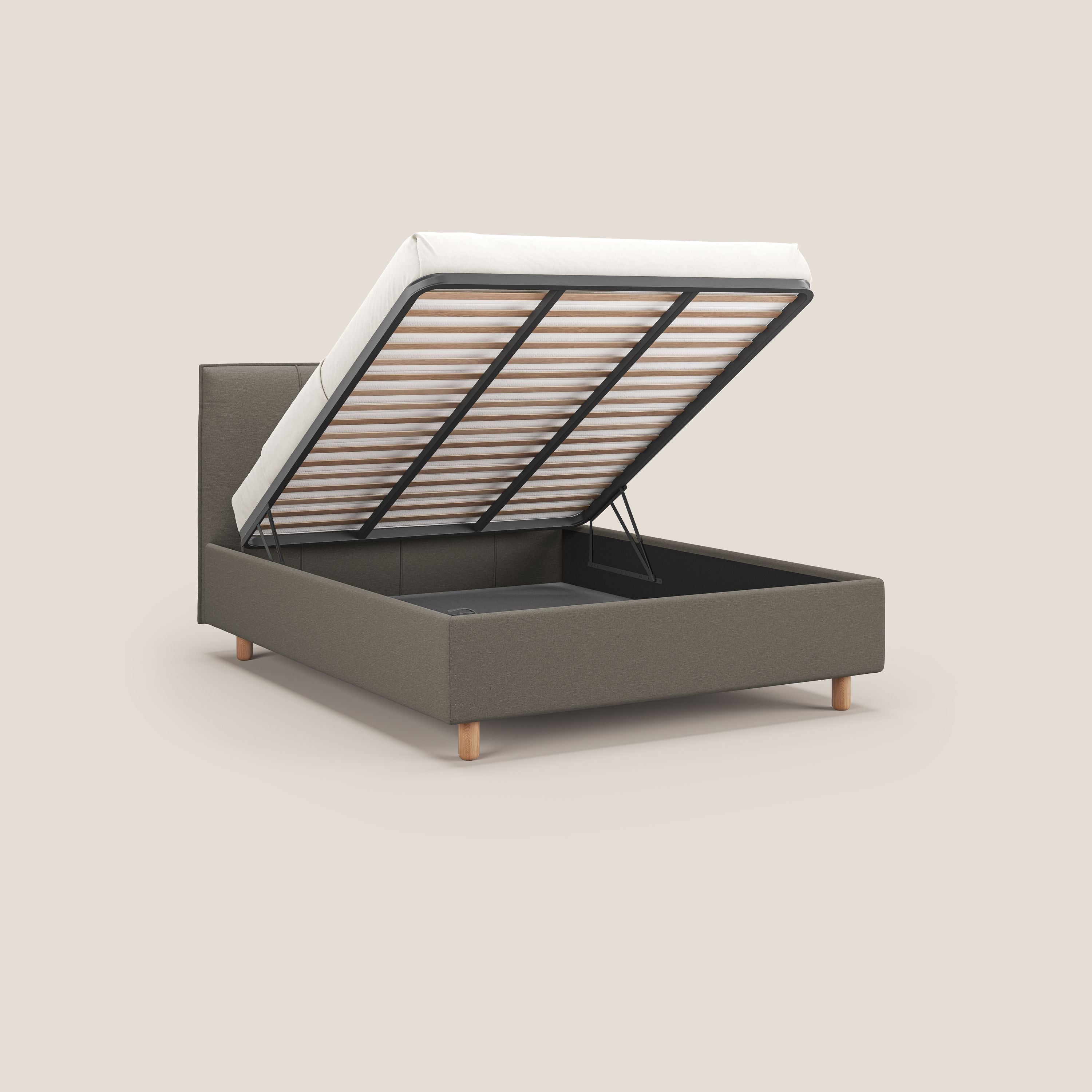 Lothar letto contenitore maxi dalle dimensioni contenute in tessuto impermeabile T13 tortora - divani.store