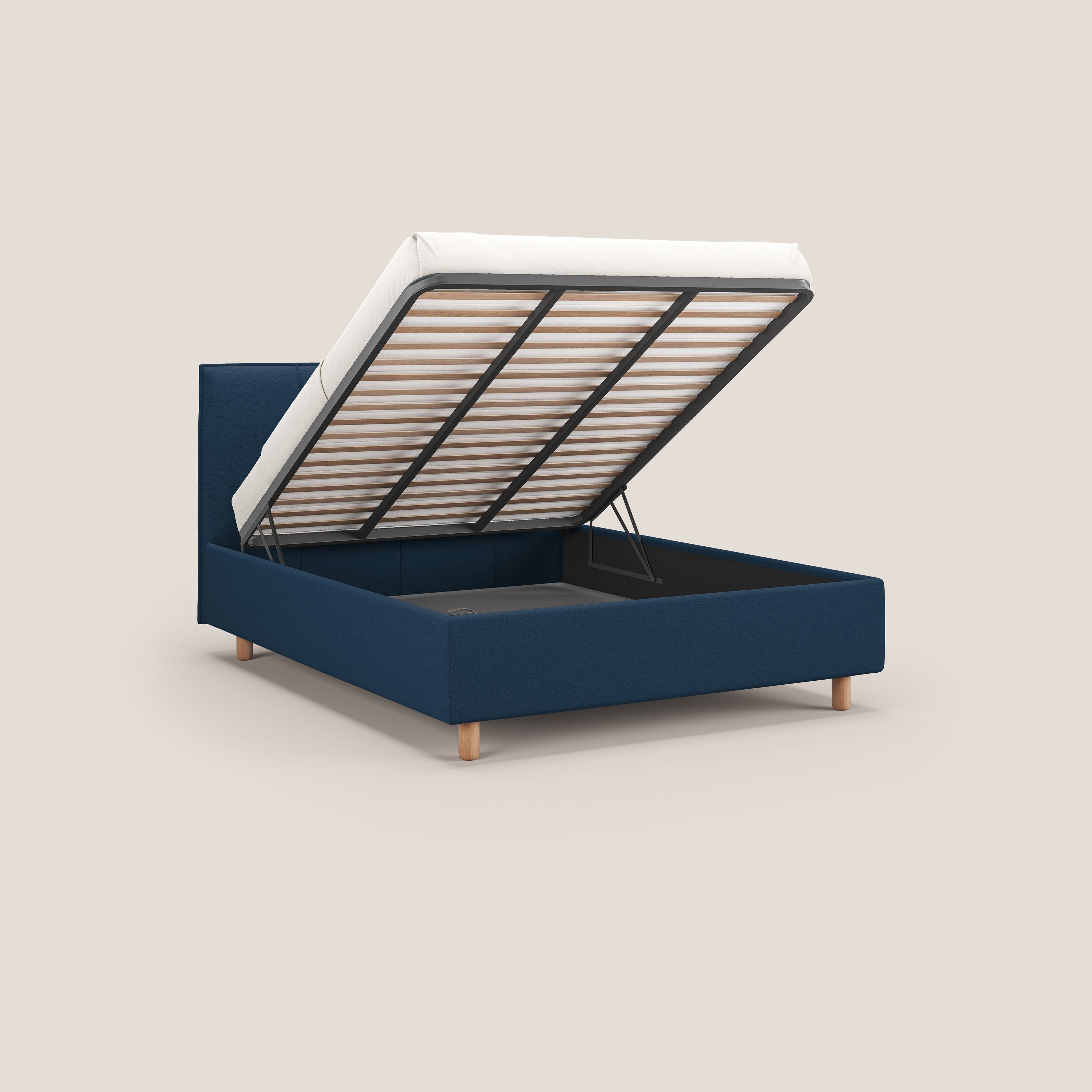 Lothar letto contenitore maxi dalle dimensioni contenute in tessuto impermeabile T13 blu - divani.store