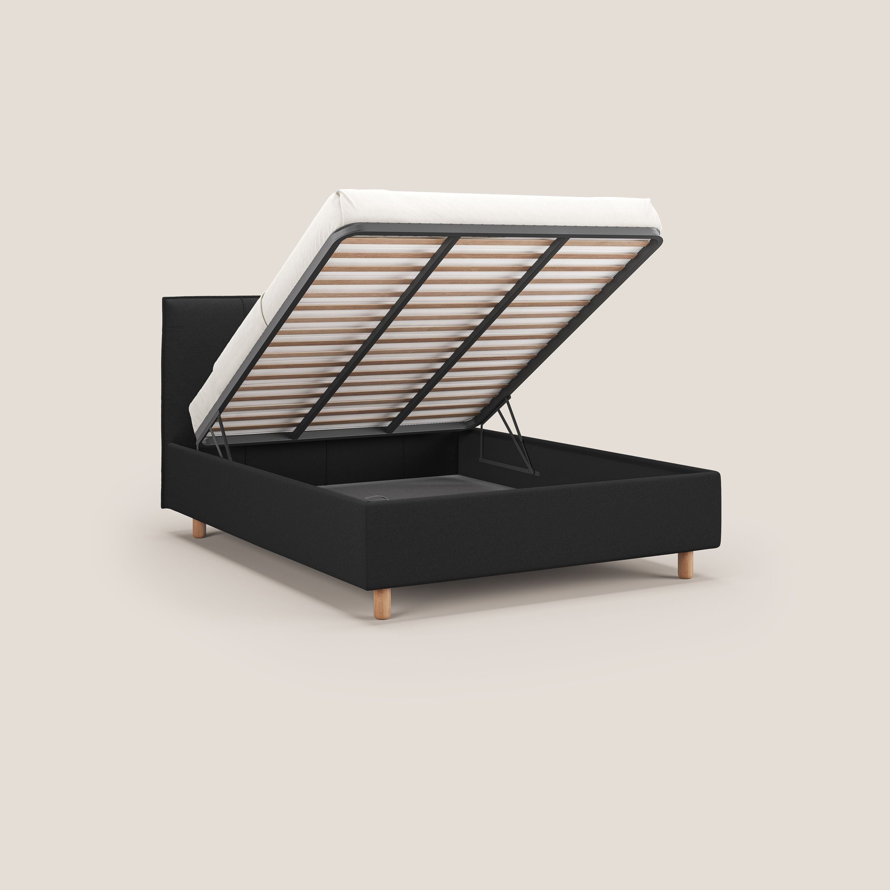 Lothar letto contenitore maxi dalle dimensioni contenute in tessuto impermeabile T13 antracite - divani.store