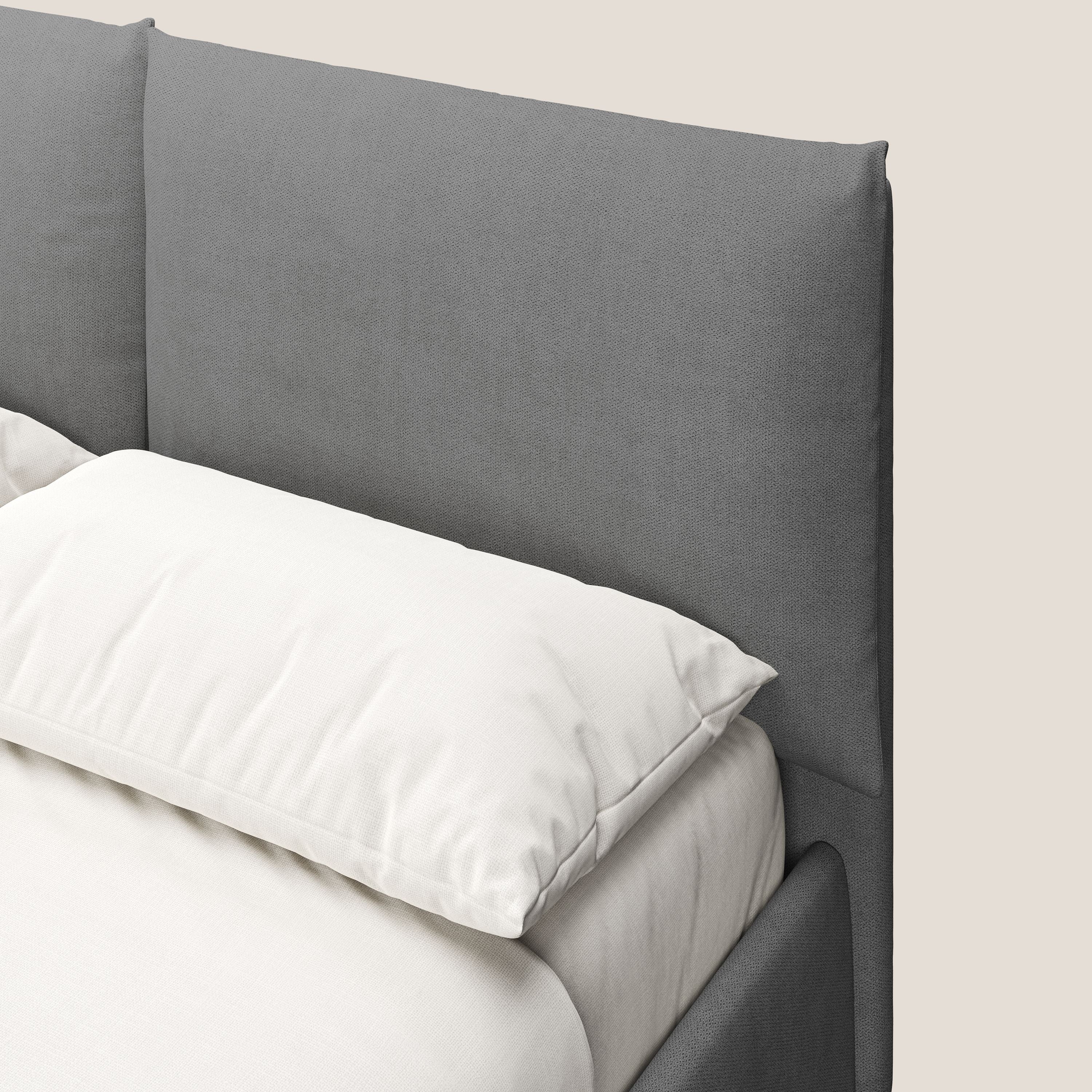 Mariana letto imbottito contenitore con cuscini in tessuto impermeabile T02 grigio - divani.store