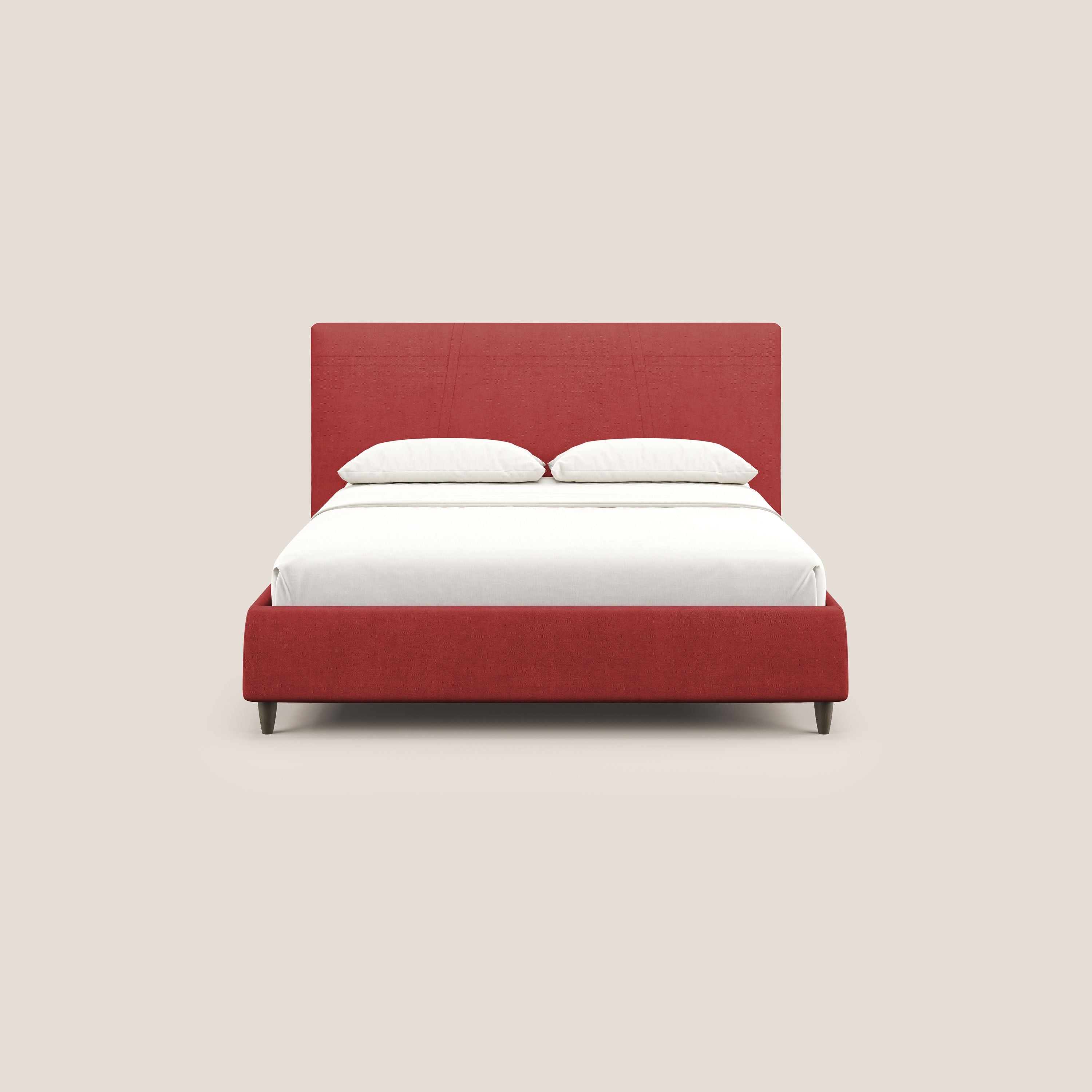 Martina letto imbottito contenitore in tessuto impermeabile T02 rosso - divani.store