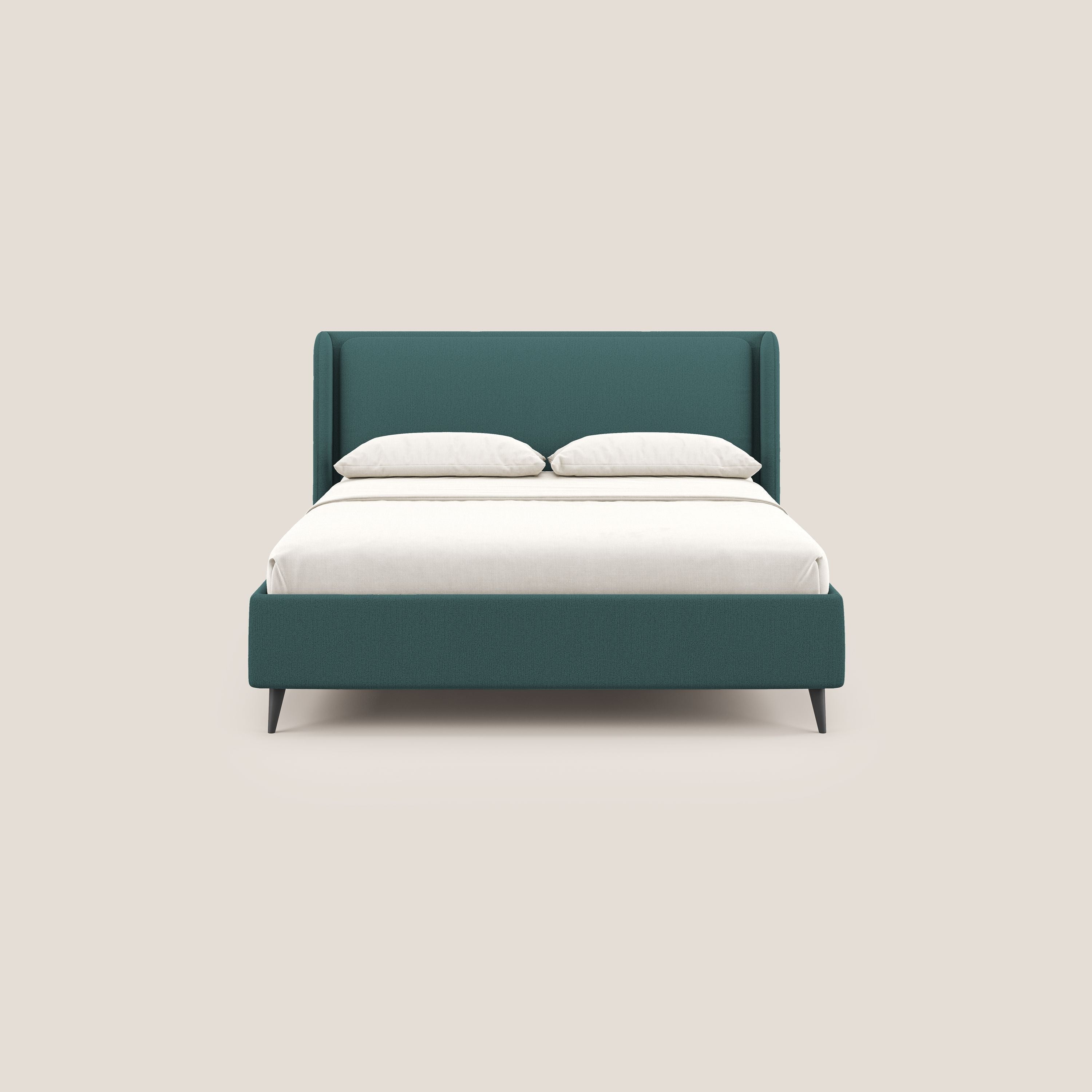 Nadine letto contenitore di design e comfort Italiano in tessuto impermeabile T19 petrolio - divani.store